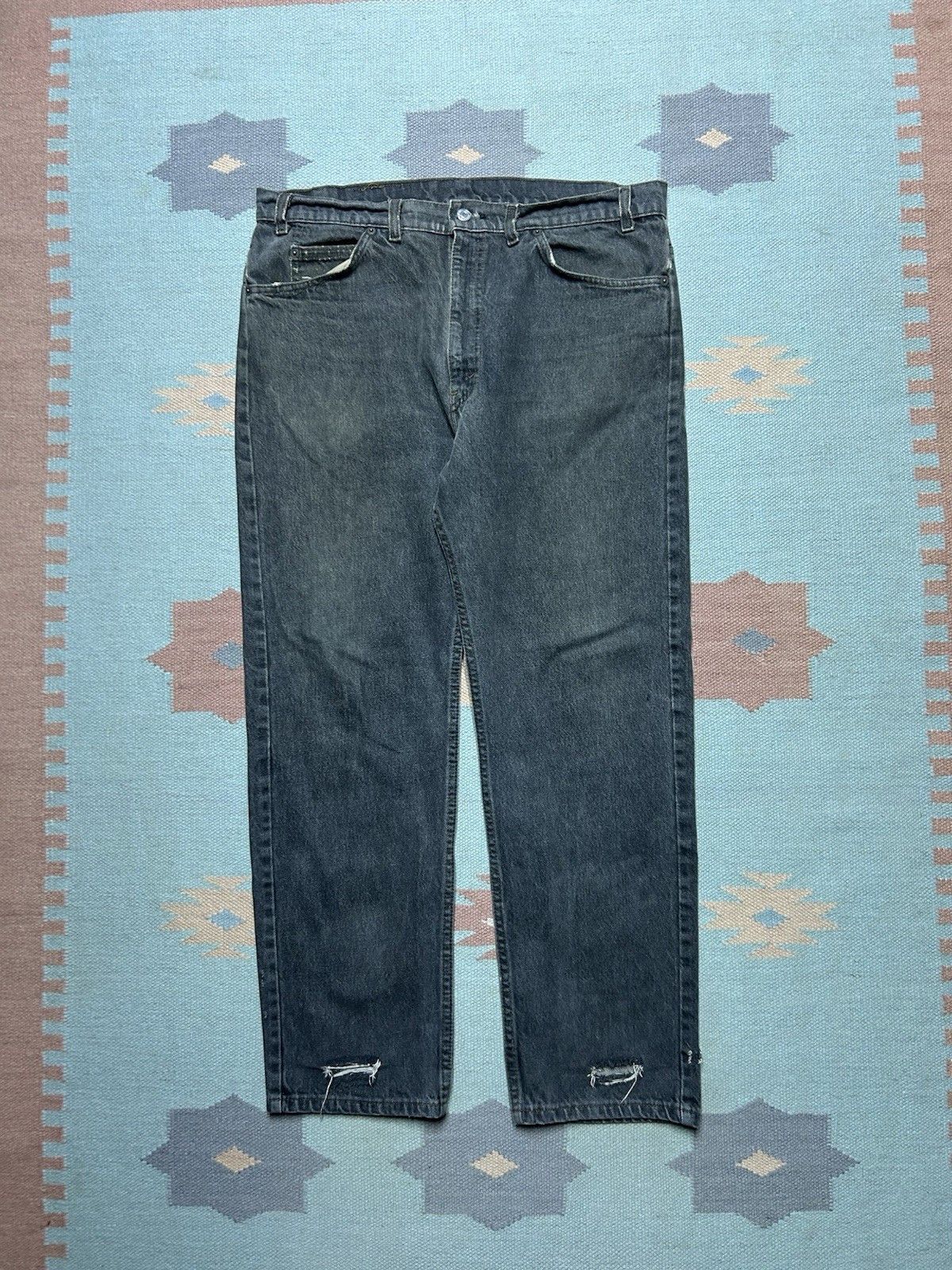 Vintage Vtg 90s Levis 505 jeans faded black distress straight 36x29 Size US 36 / EU 52 - 6 Thumbnail