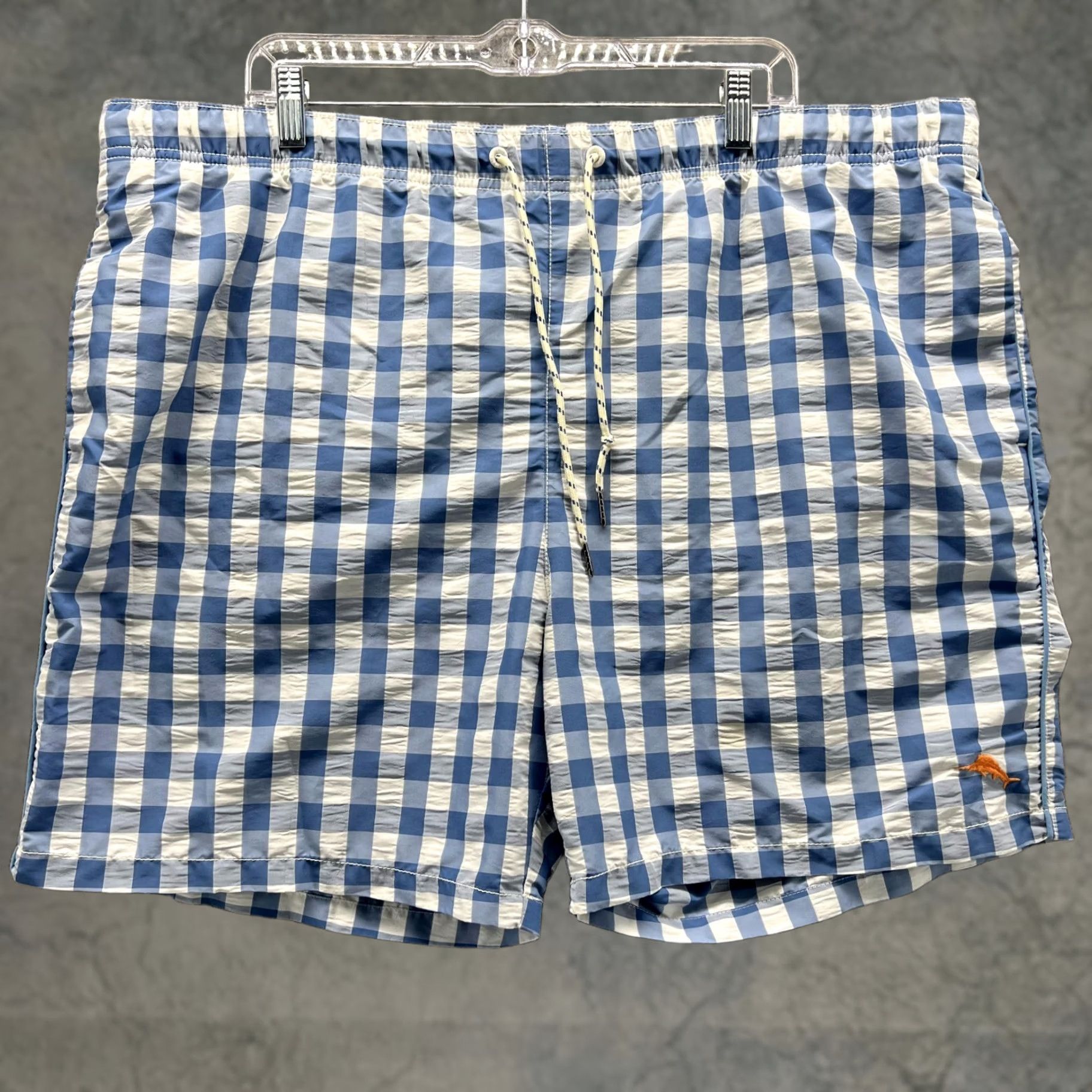 Tommy Bahama Tommy Bahama Shorts Men 2XL Blue Drawstring Checkered Trunks Swimwear Casual Beachwear Size US 39 - 1 Thumbnail