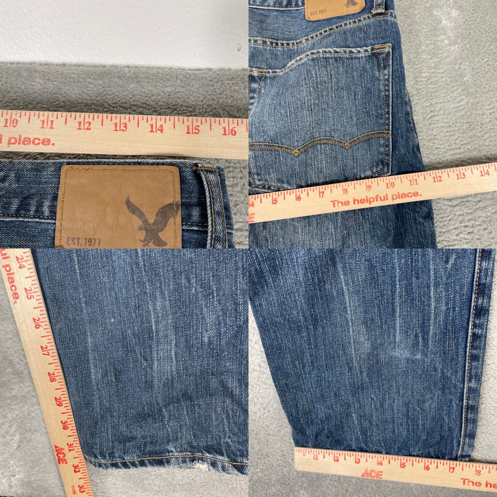 American Eagle Outfitters American Eagle Relaxed Straight Jeans Mens 29x32 Blue Distressed Denim Size US 29 - 8 Thumbnail