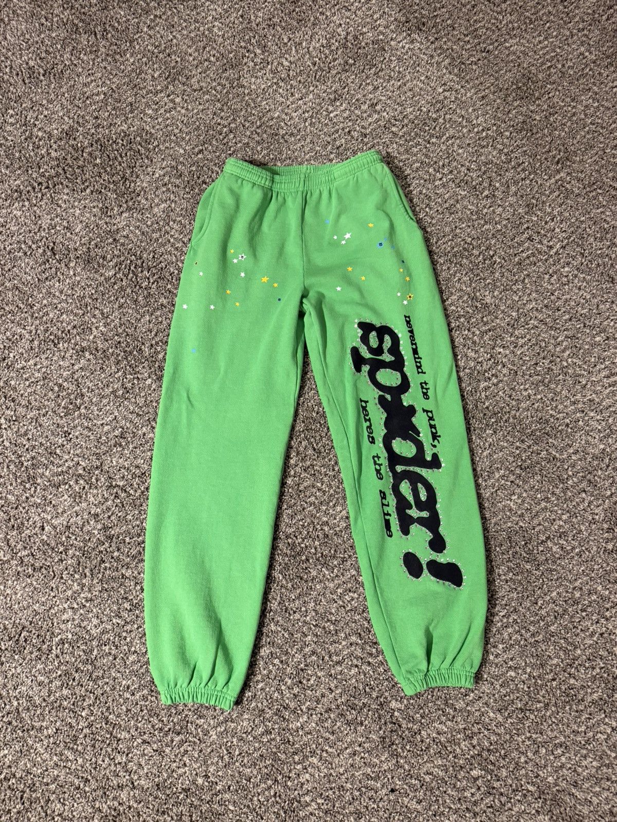 Sp5der Sp5der Slime Rhinestone Punk V2 Sweatpants Green Small Size US 30 / EU 46 - 1 Thumbnail