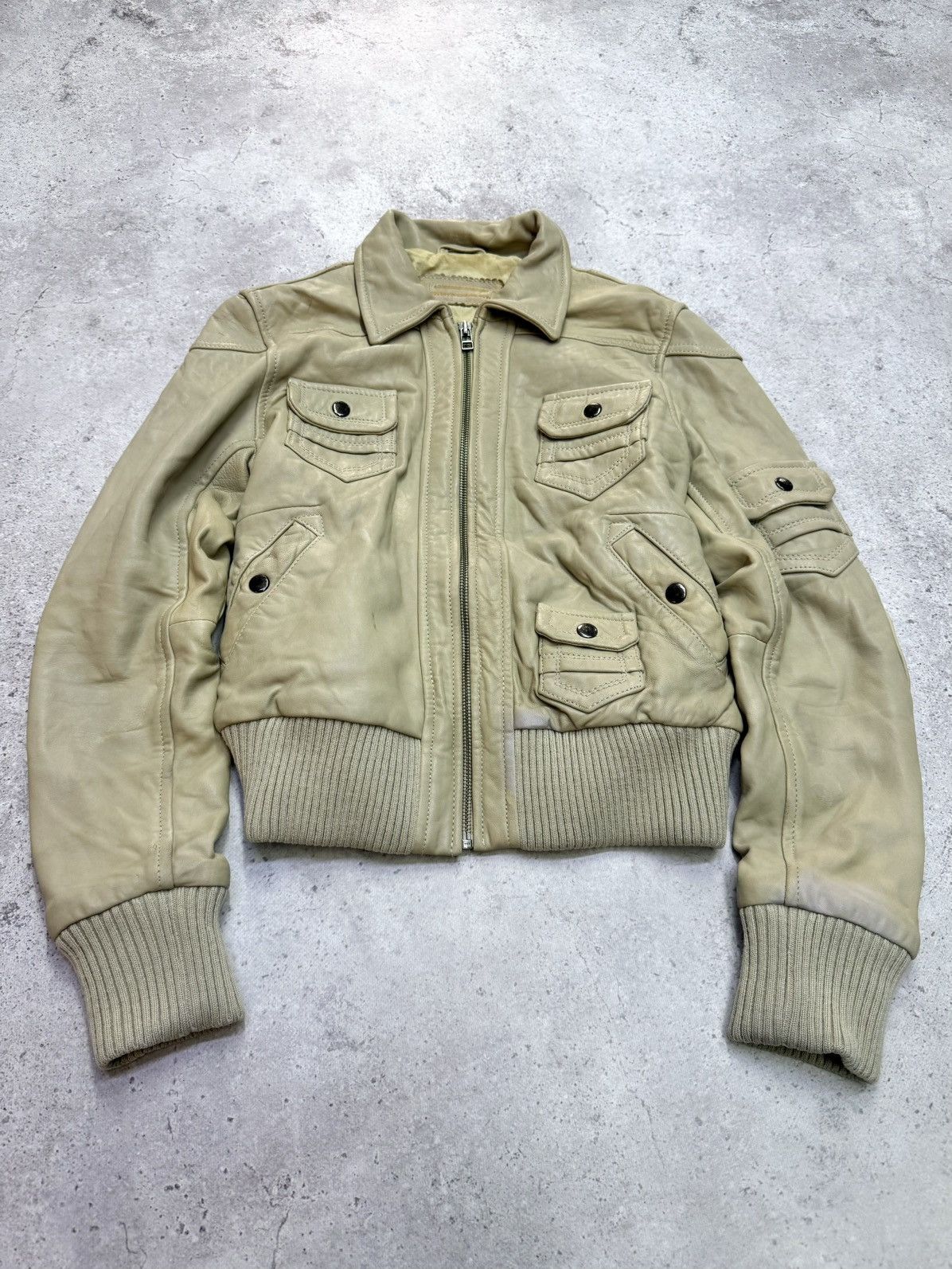 Junya Watanabe Vintage 00s Soft Faded Leather Multi-pocket Cargo Jacket Size US S / EU 44-46 / 1 - 2 Thumbnail