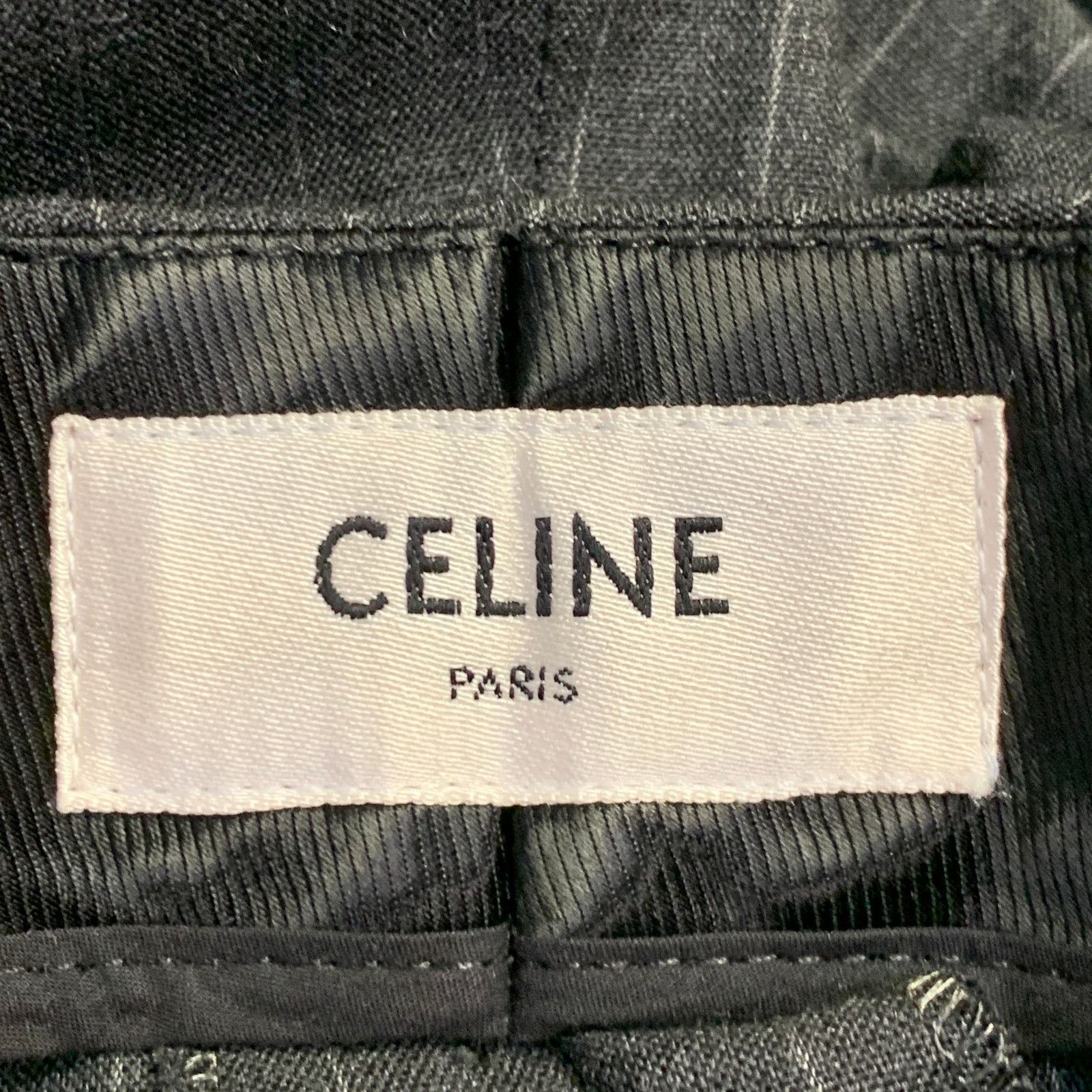Celine Size 44 Regular Grey Charcoal Stripe Wool Polyester Suit Size 44R - 11 Thumbnail