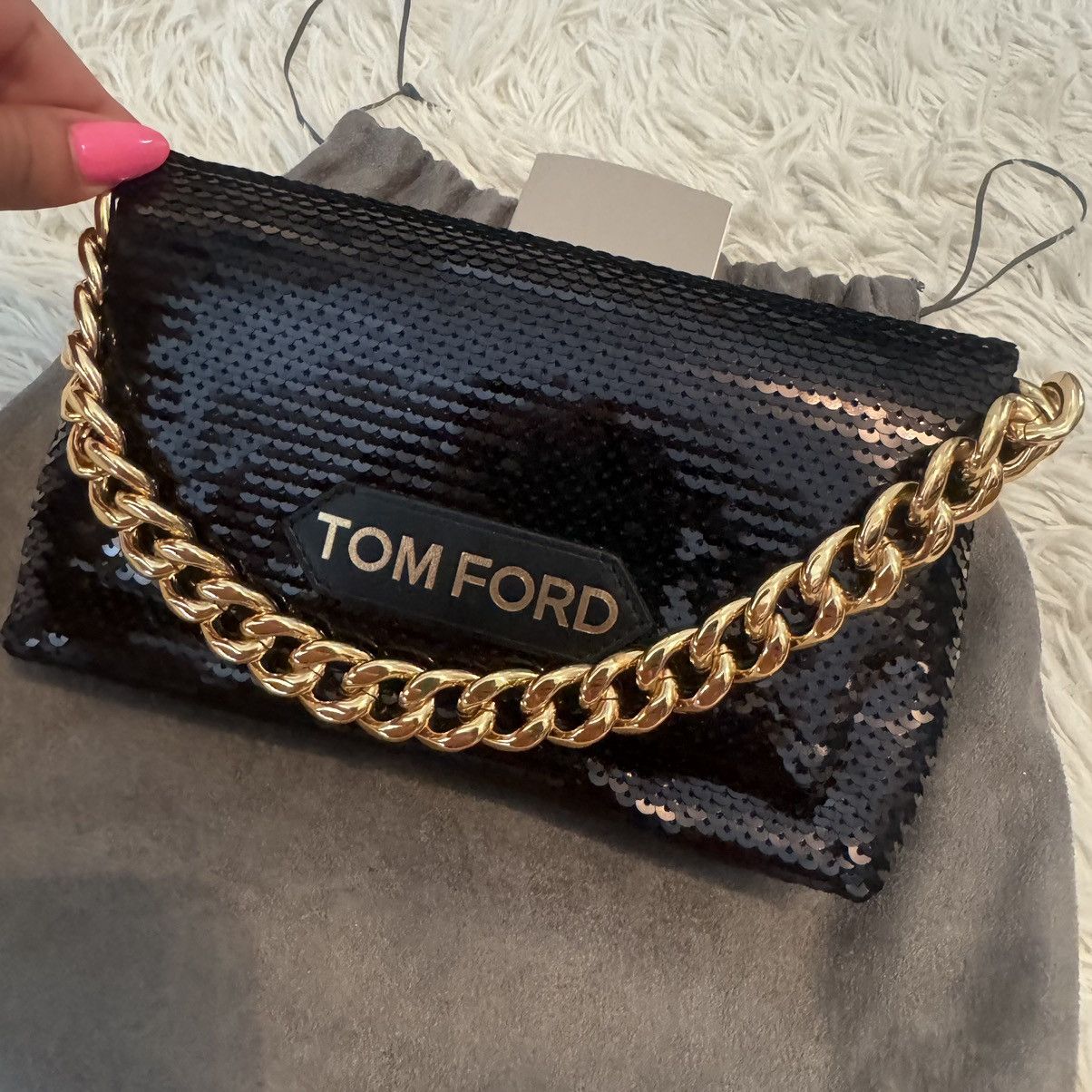 Tom Ford Tom Ford Sequin Mini Chain Bag - Black - Gold - LIKE NEW! Size ONE SIZE - 6 Thumbnail