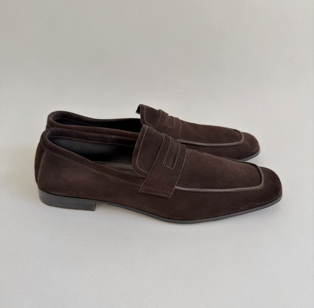 Prada Brown Suede ‘Square Toe’ Loafers Size US 8.5 / EU 41-42 - 4 Thumbnail