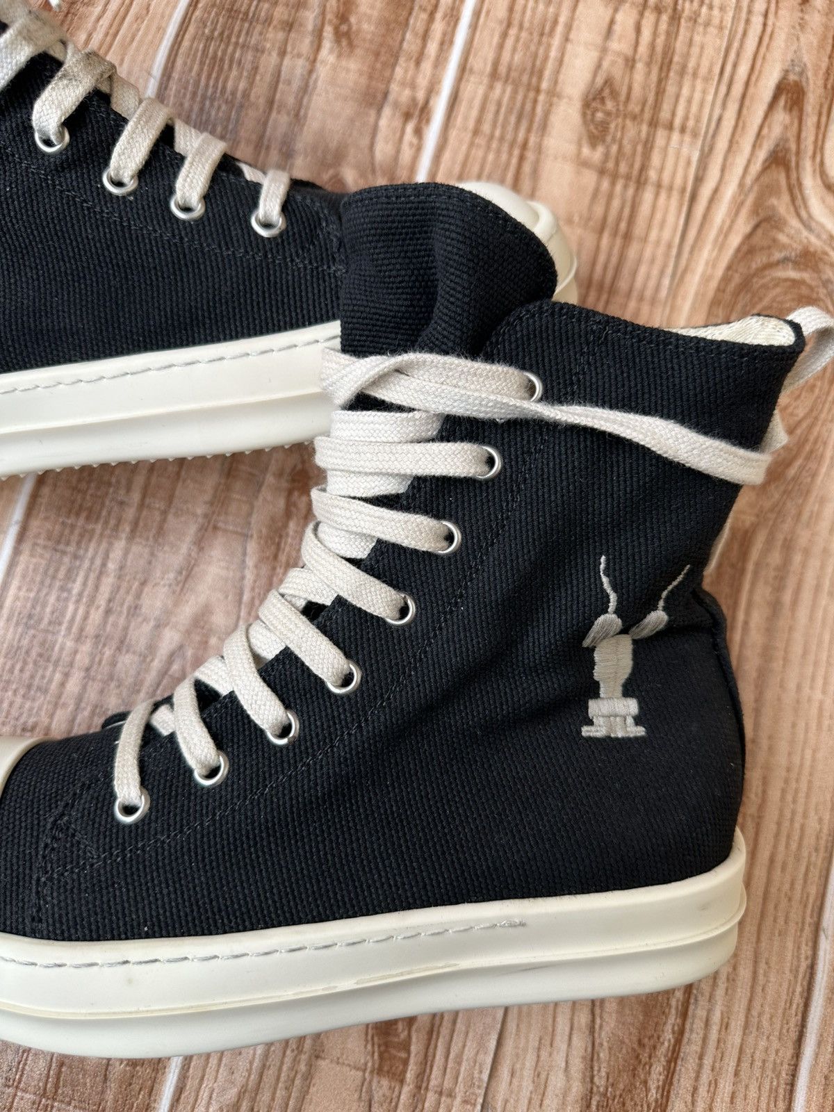 Rick Owens Rick Owens DRKSHDW Canvas Ramones Black Milk hightops Size US 6.5 / IT 36.5 - 8 Thumbnail