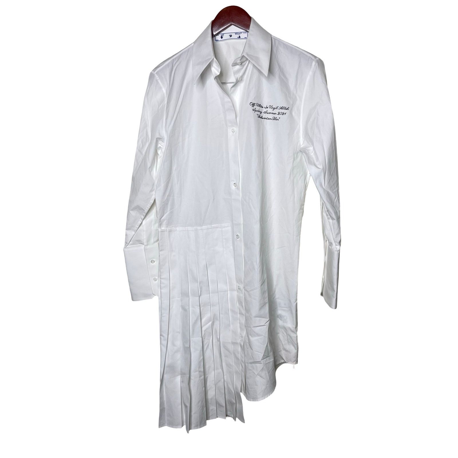 Off-White NWT OFF WHITE Popeline Pleated Shirt Dress crisp cotton Size XS / US 0-2 / IT 36-38 - 2 Thumbnail