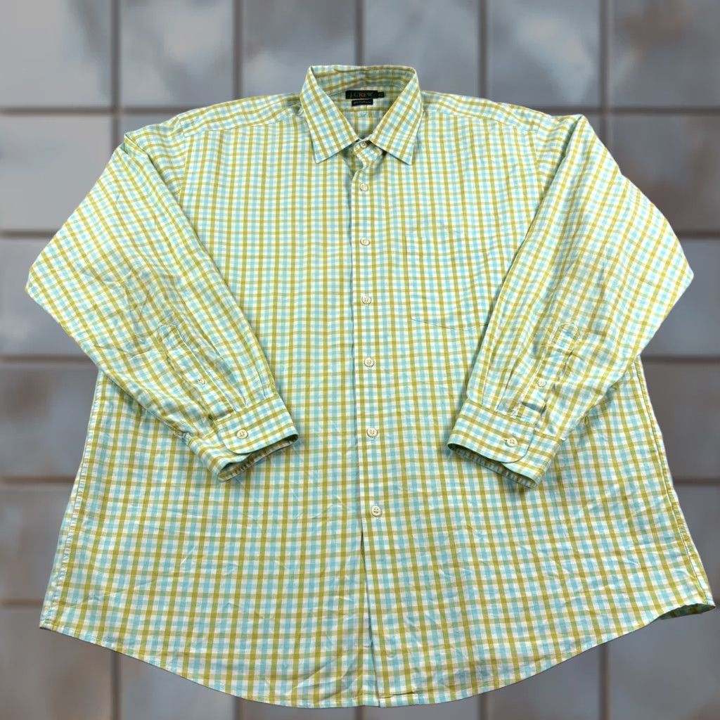 J.Crew VINTAGE J.CREW Oarsman Shirt Mens 16.5 Green Plaid Button Up Long Sleeve 90s Size US XL / EU 56 / 4 - 1 Thumbnail