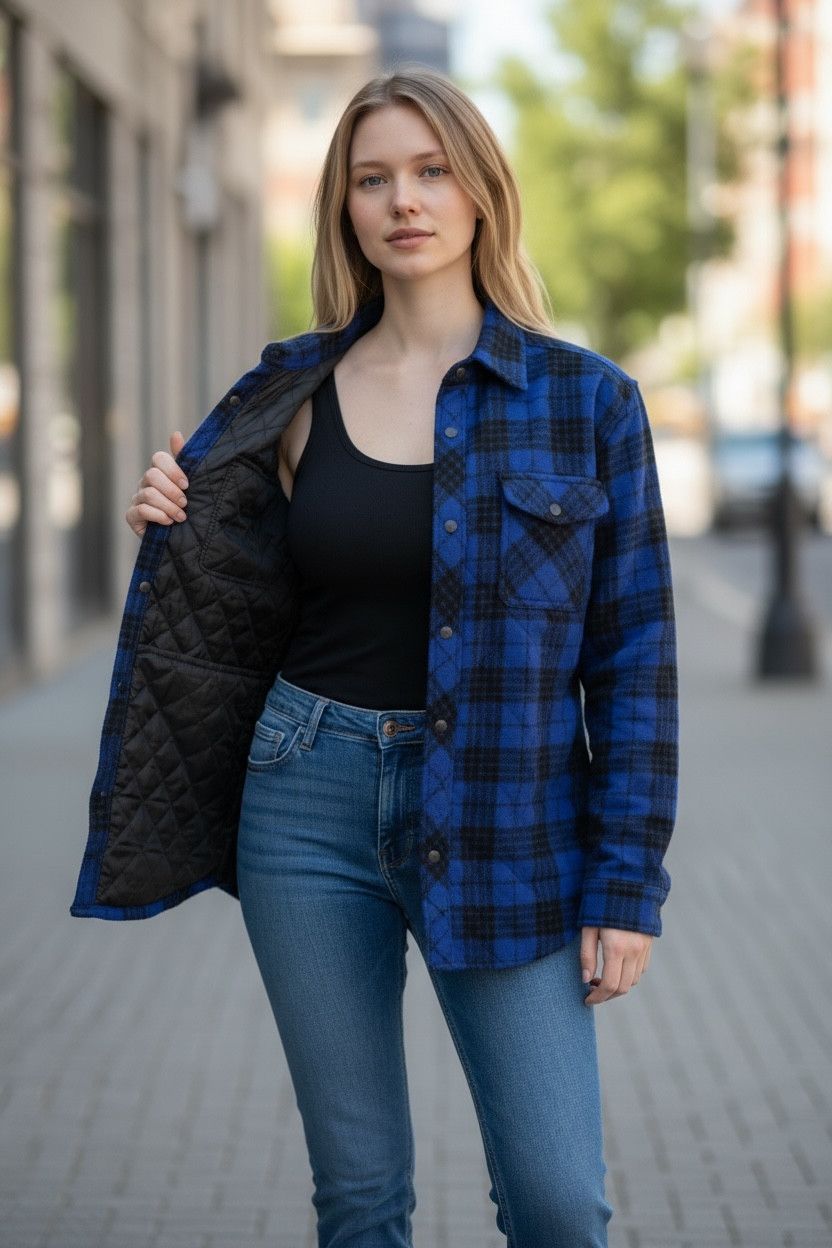 Japanese Brand 💥RARE Y2K Blue Tartan Light Padded Quilted Fleece Shirt Size US S / EU 44-46 / 1 - 1 Thumbnail
