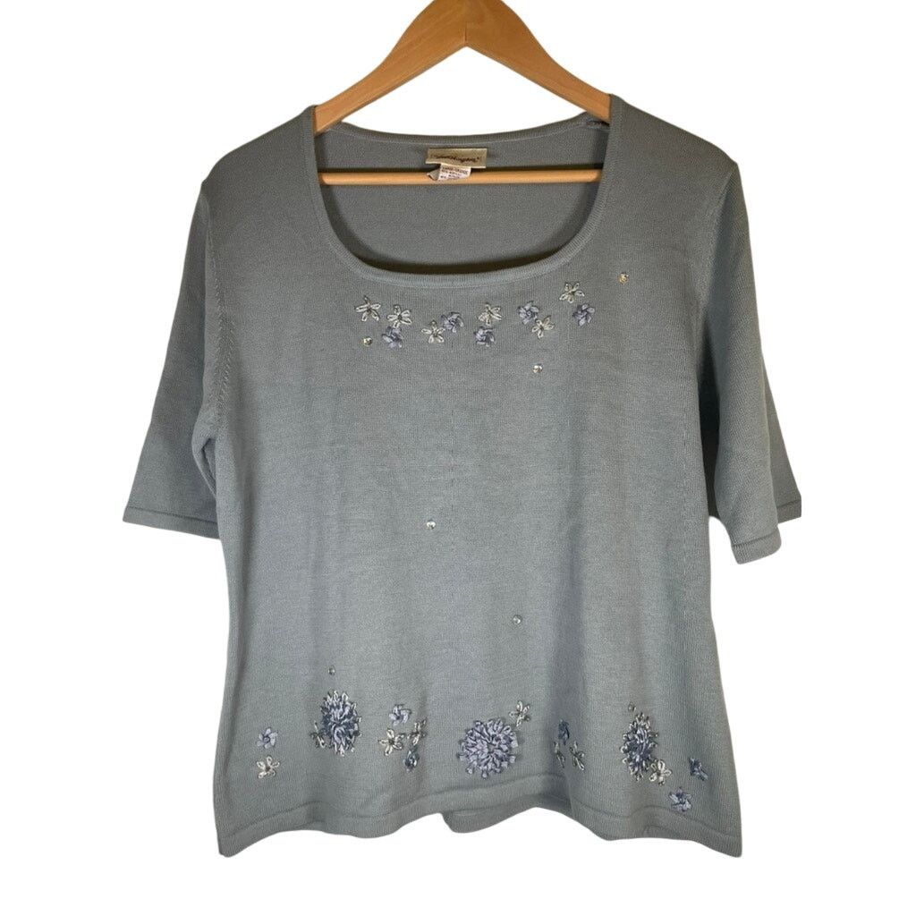 Worthington Worthington Women's Short-Sleeved Sweater Embroidery Size L / US 10 / IT 46 - 1 Thumbnail