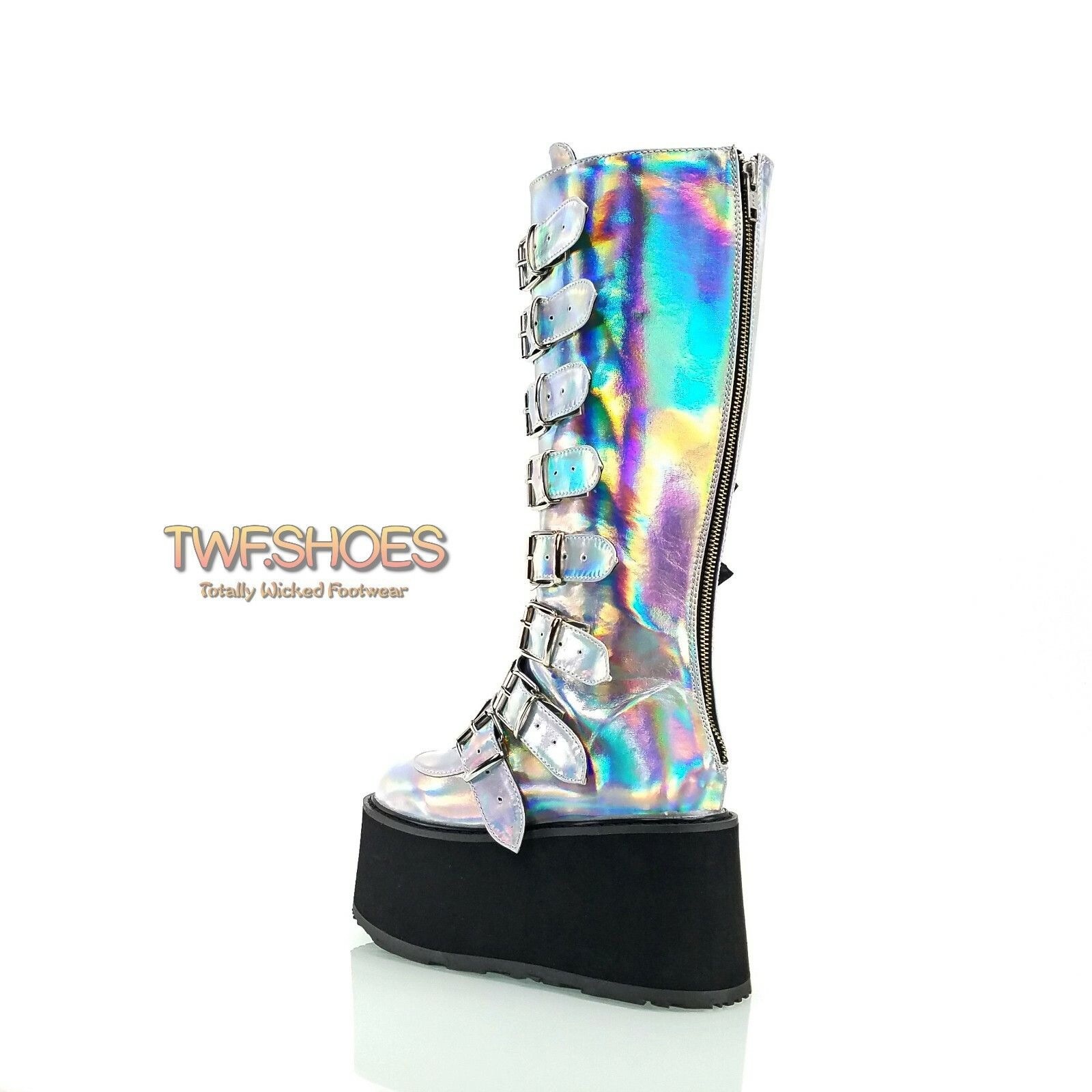 Demonia Cult DEMONIA Damned 318 Multi Strap Goth Punk 3.5" Flat Platform Size US 11 / IT 41 - 4 Thumbnail
