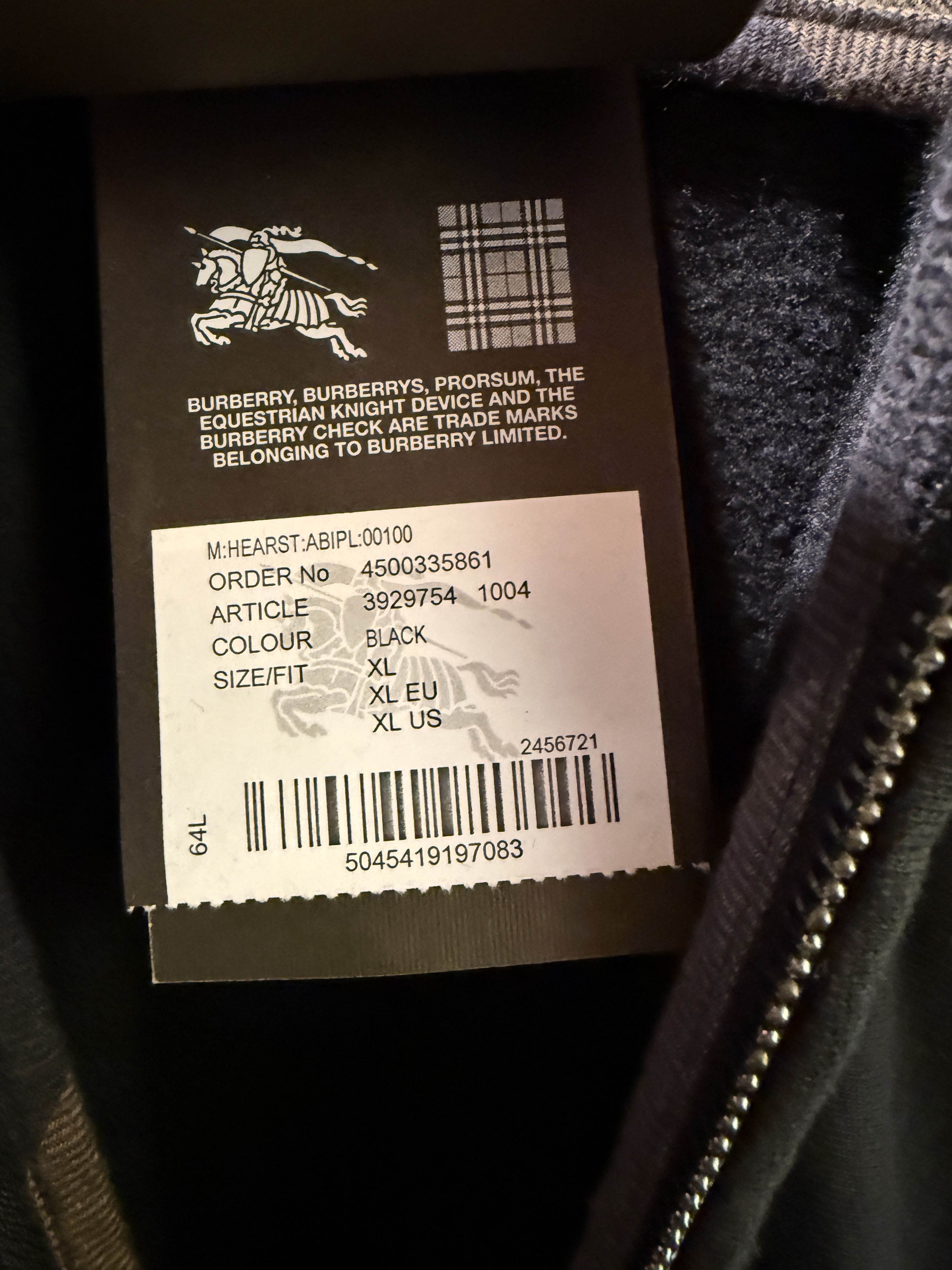 Burberry Burberry Black Full Zip Sweatshirt Size XL Size US XL / EU 56 / 4 - 4 Thumbnail