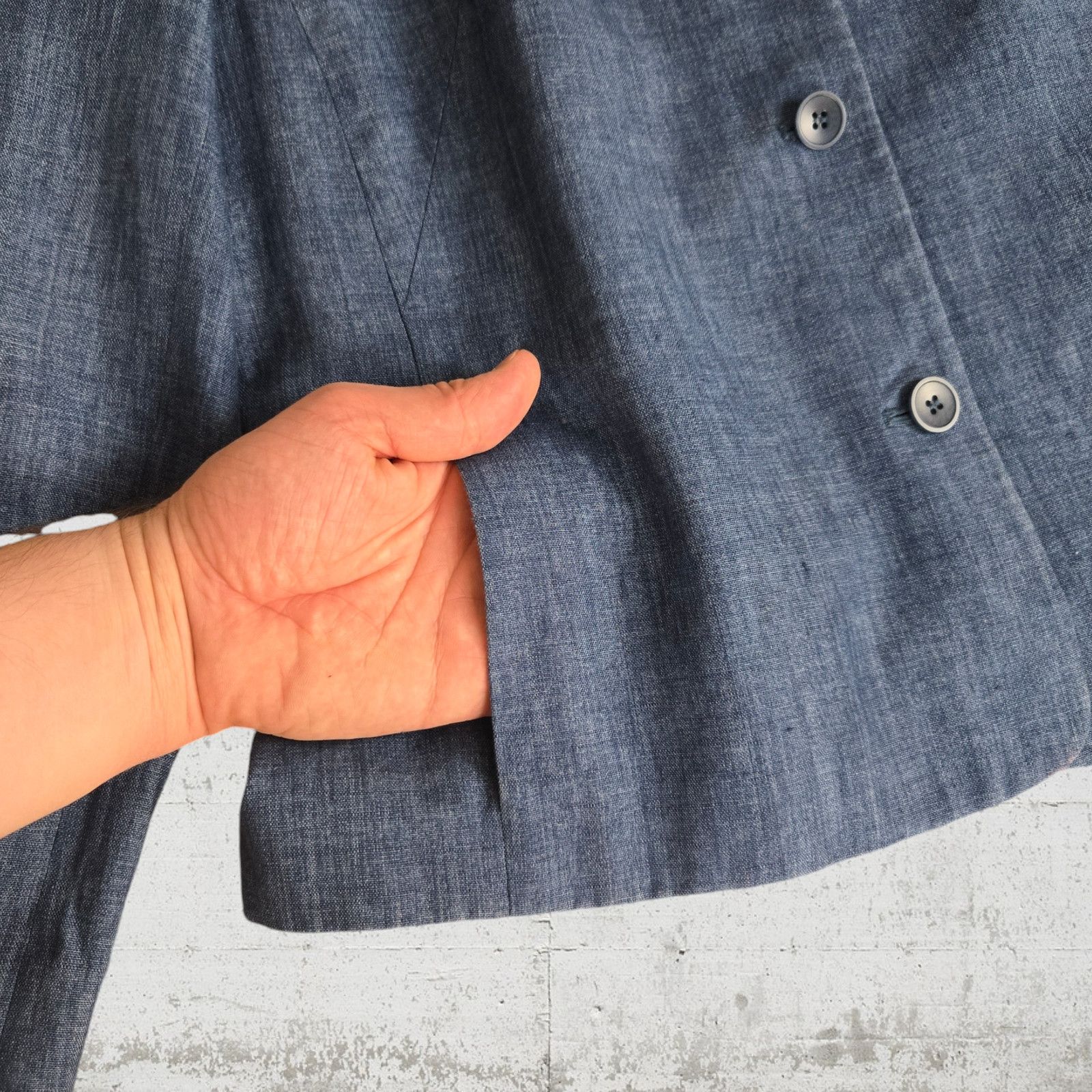 Jones New York Vintage Dark Chambray Linen Blazer Size 14P Size XL / US 12-14 / IT 48-50 - 7 Thumbnail