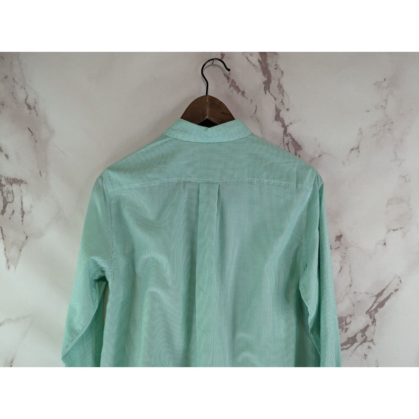Everlane Everlane Shirt Women 4 S Green Striped Silky Cotton Relaxed Size S / US 4 / IT 40 - 6 Thumbnail