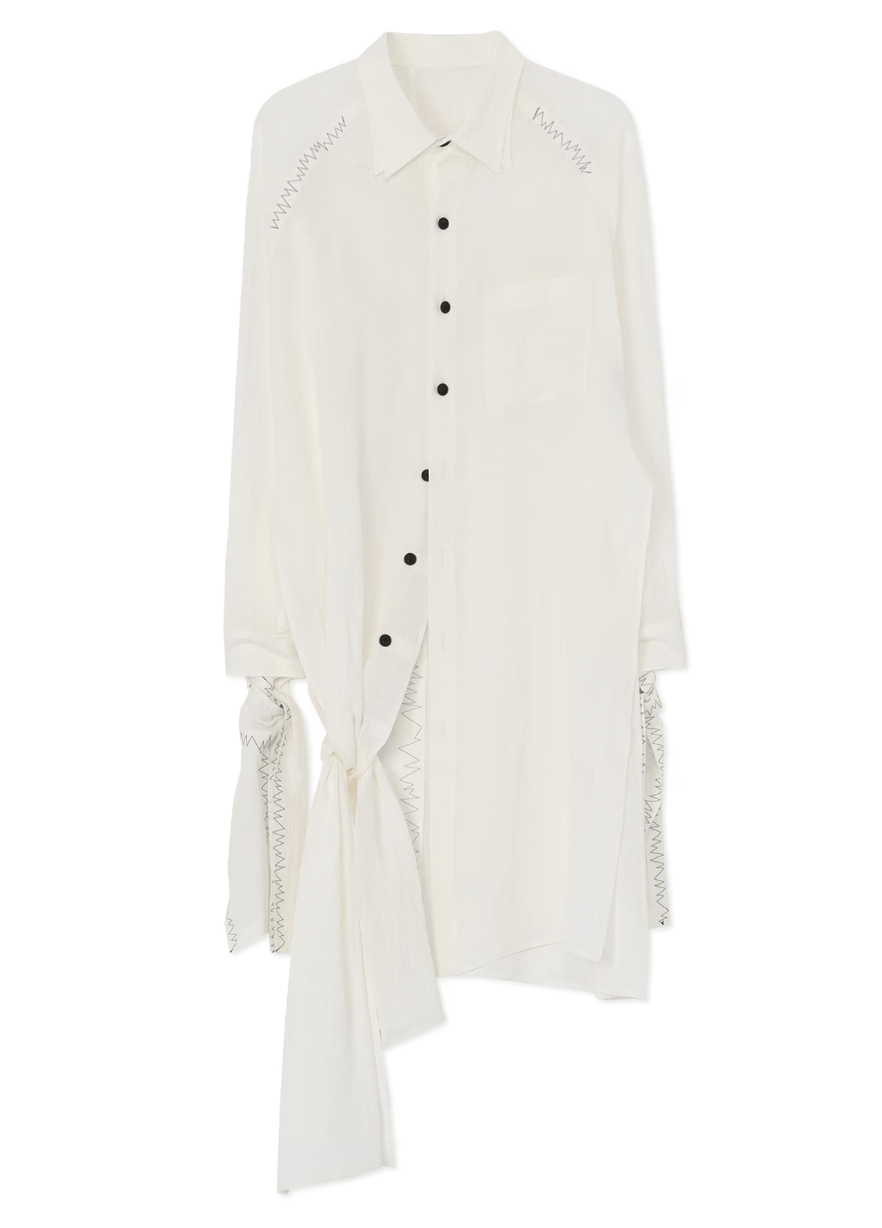 Yohji Yamamoto Yohji Yamamoto Pour Homme - Linen Gathered Hem Long Shirt Size US L / EU 52-54 / 3 - 1 Thumbnail