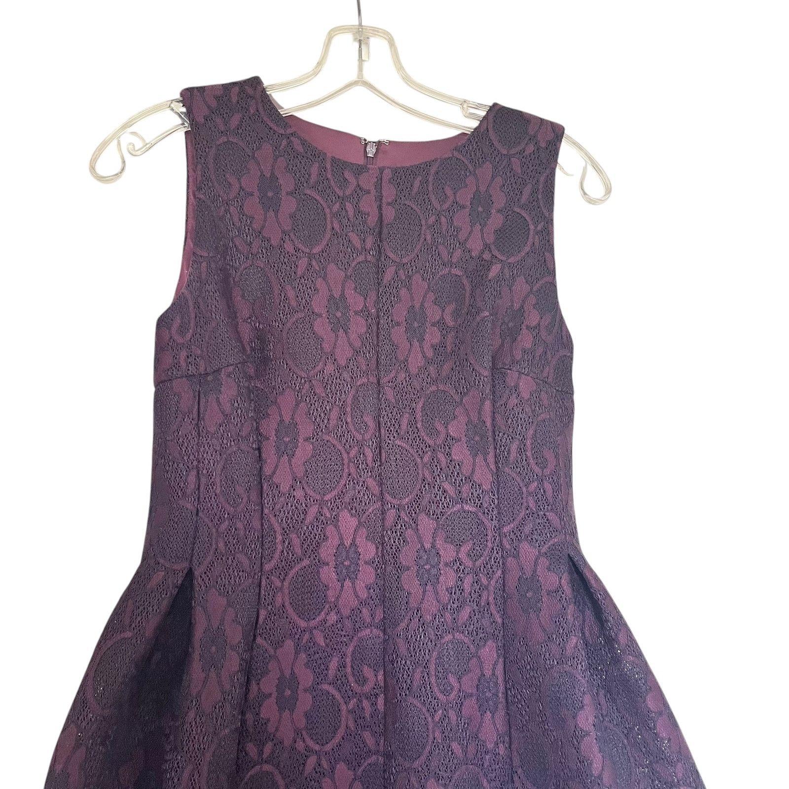 Calvin Klein Calvin Klein Plum Purple Floral Lace Jacquard Cocktail Dress Size S / US 4 / IT 40 - 4 Thumbnail