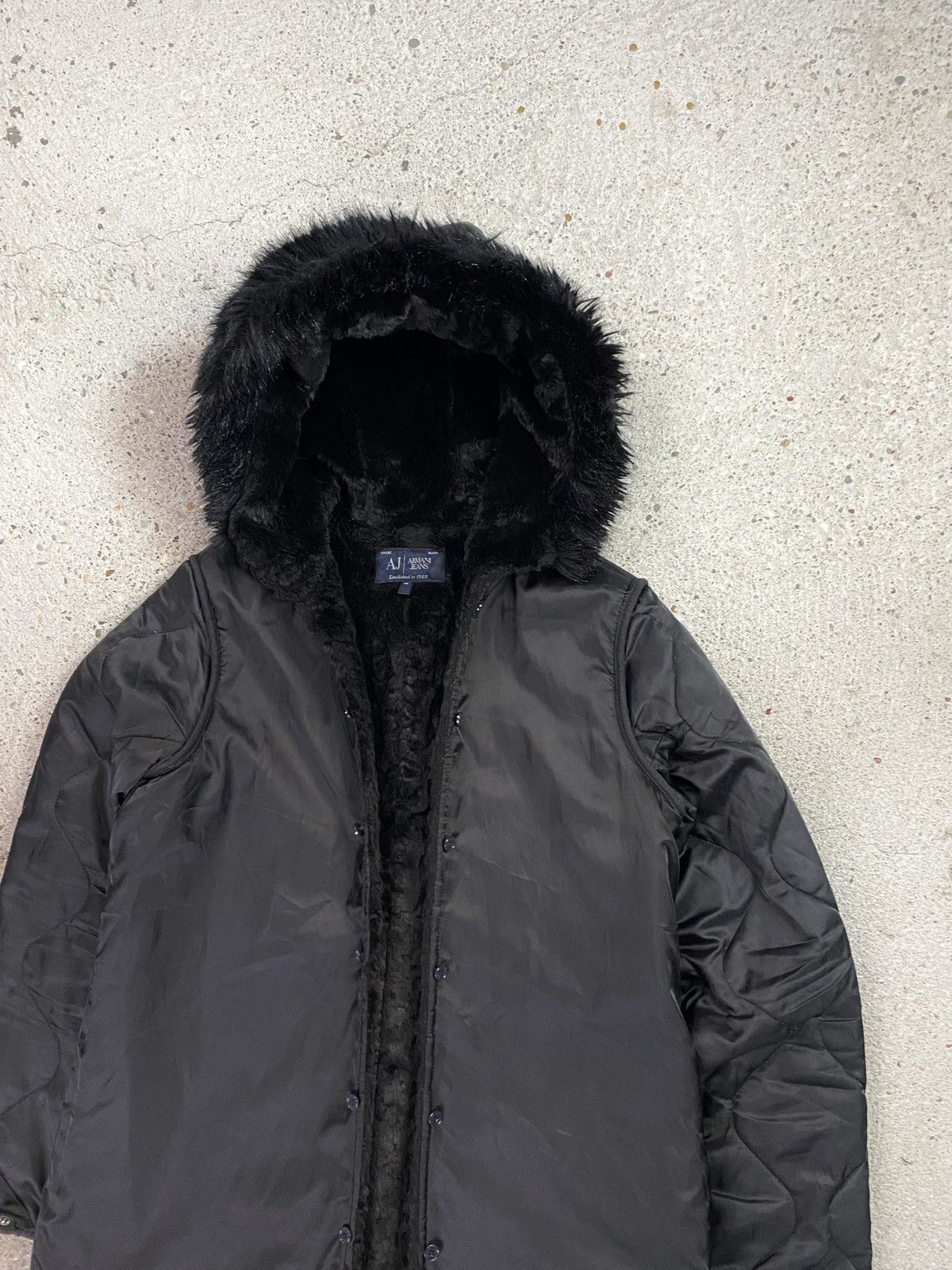 Giorgio Armani Armani jeans vintage coat faux fur archive winter arcade Size L / US 10 / IT 46 - 2 Thumbnail