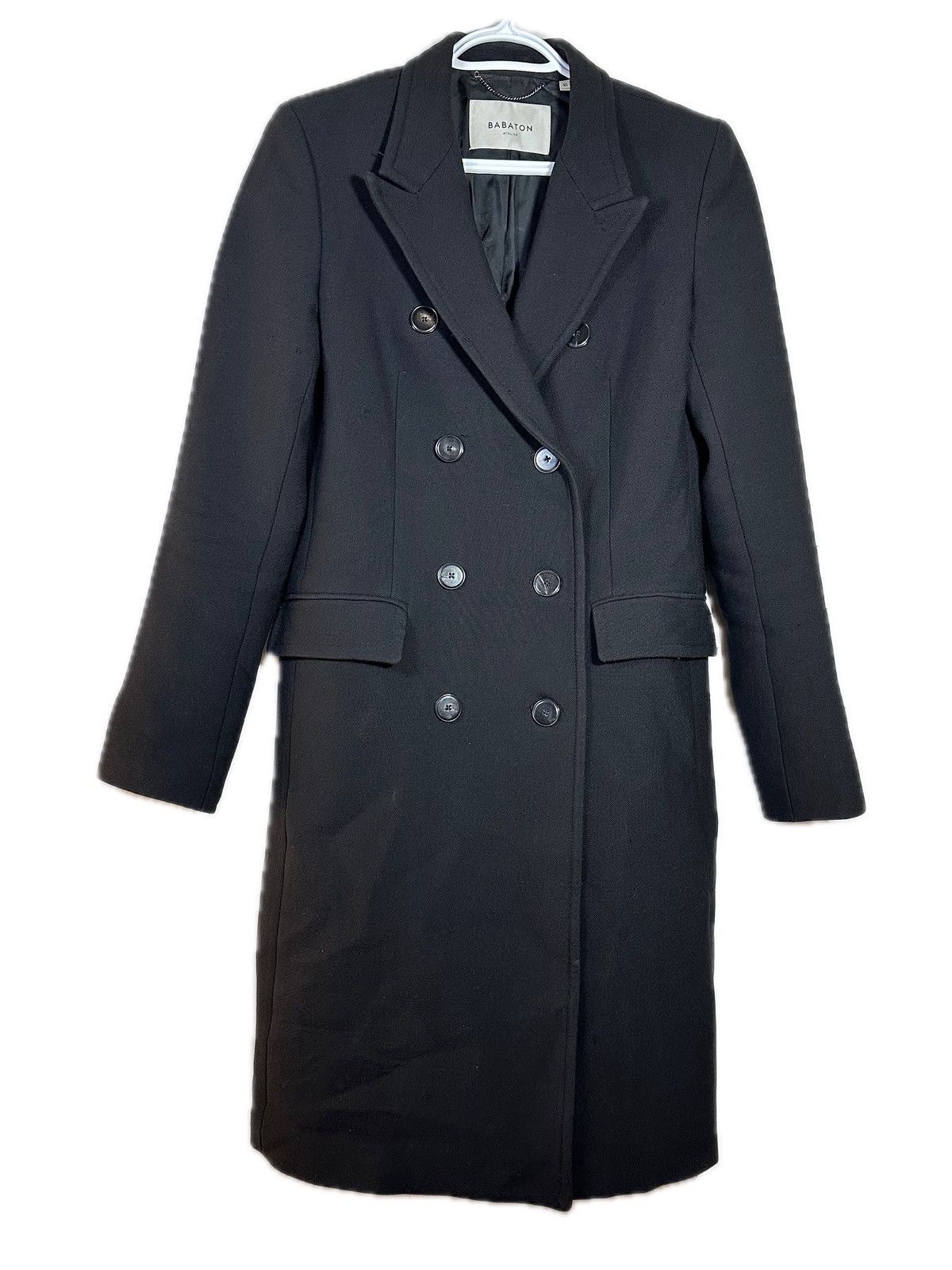 Aritzia Aritzia Babaton Black Wool Double Breasted Slouchy Coat XS Size XS / US 0-2 / IT 36-38 - 1 Thumbnail