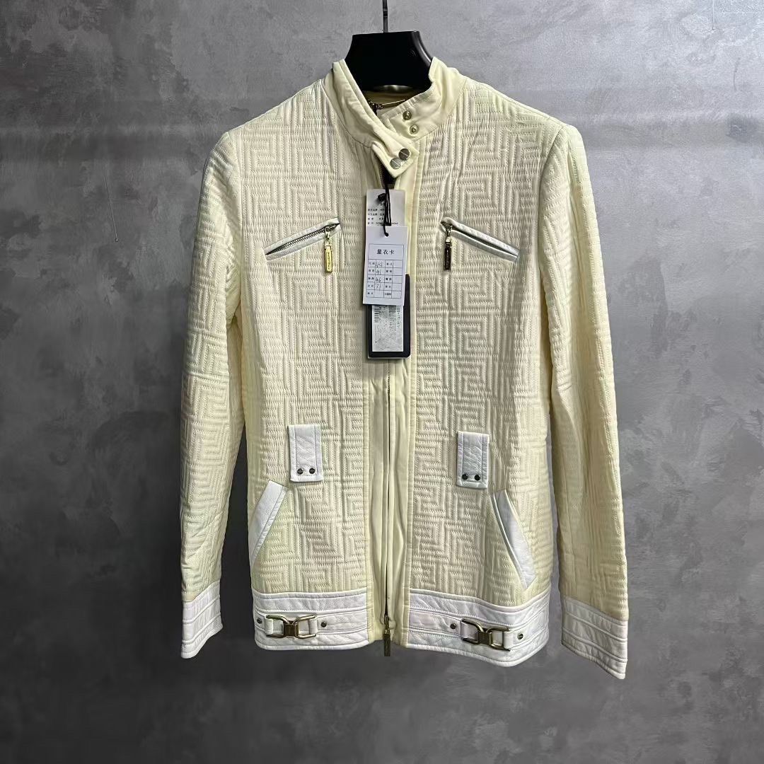 Versace Versace Cream White Printed Casual Jacket Size US S / EU 44-46 / 1 - 1 Thumbnail