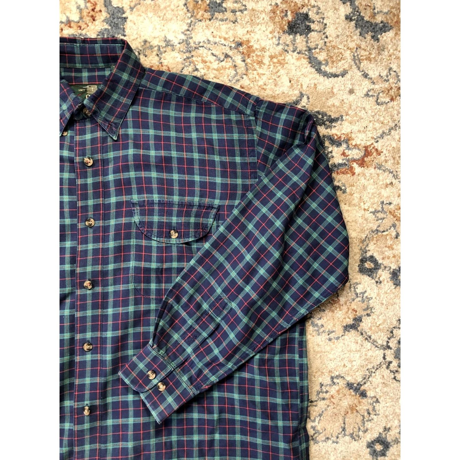 Orvis VINTAGE Orvis Shirt Plaid Flannel Button-Down Long Sleeve Mens Large Blue Green, Cotton Wool, Pocket, 1856, Casual Size US L / EU 52-54 / 3 - 4 Thumbnail