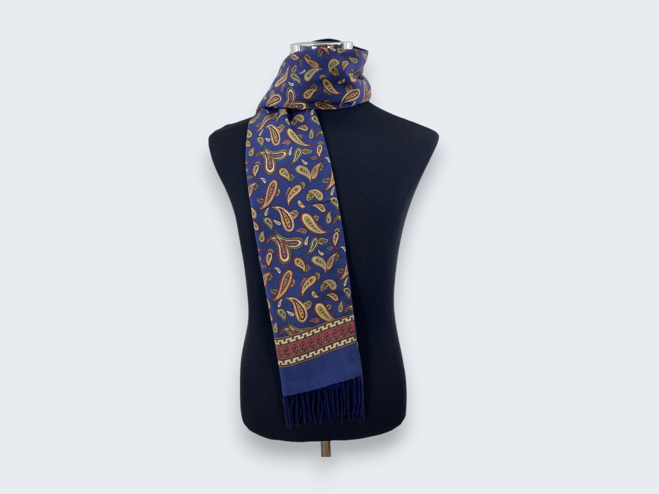 Designer × Vintage Vintage 90s Claudio Valentino Silk Wool Scarf Muffler SSC355 Size ONE SIZE - 2 Thumbnail