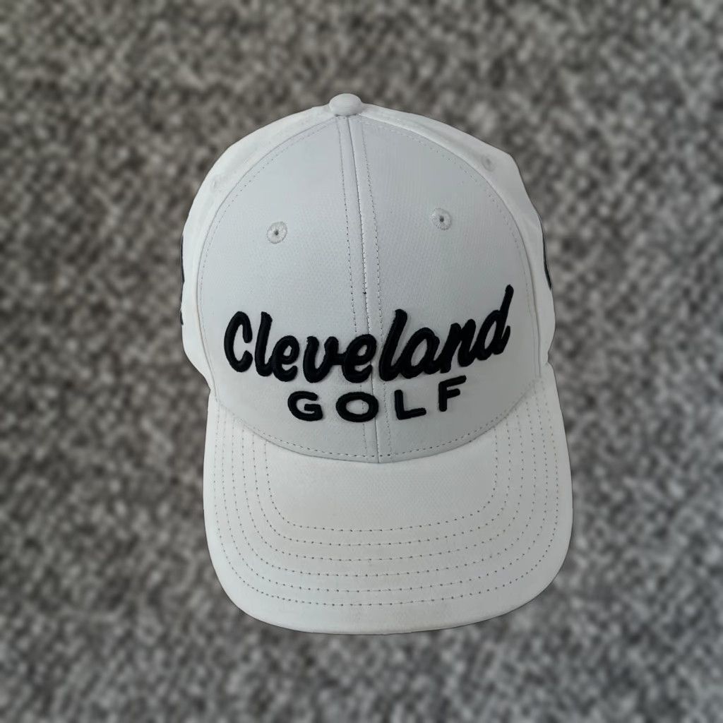 Logo 7 Cleveland Golf Hat Cap Strap Back Mens White Embroidered Logo Golf Performance Size ONE SIZE - 1 Thumbnail