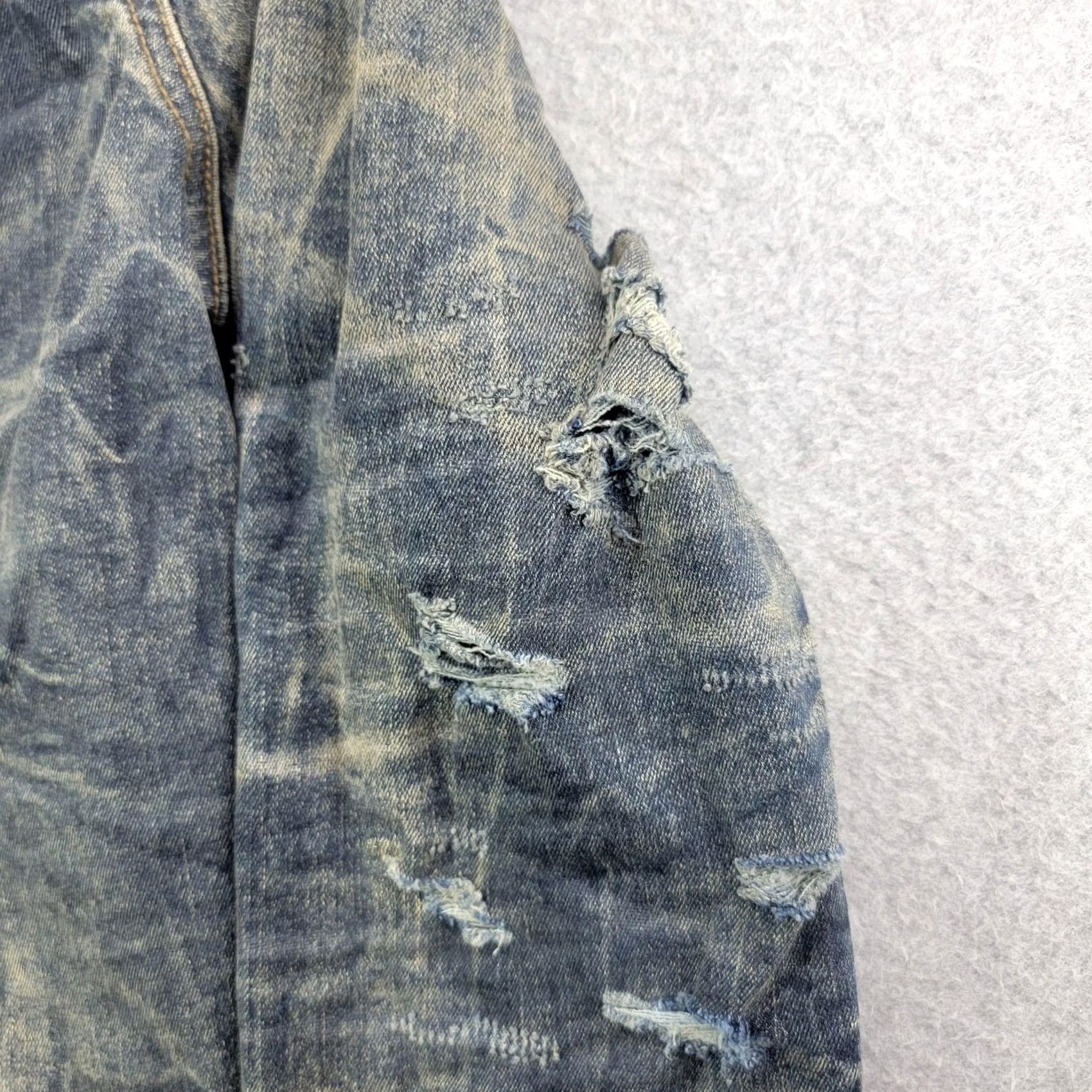 Denime OXYD Jacket Mens S Blue Premium Denim Distressed Button Front Stretch Western Size US S / EU 44-46 / 1 - 6 Thumbnail