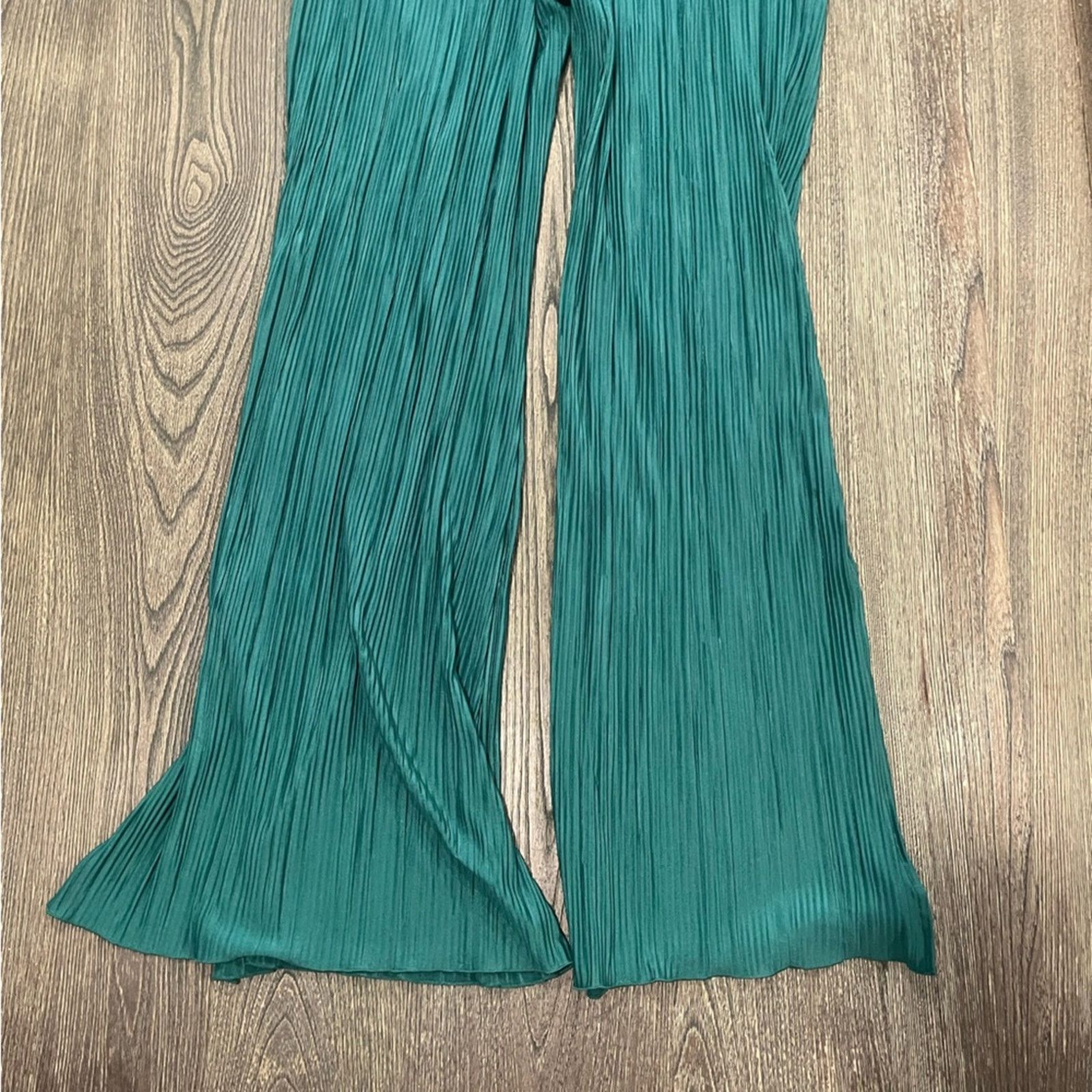 Vintage Meshki Womens Flare Pants Crinkle Pleated Slit Hem Size XS Size 24" / US 00 / IT 34 - 8 Thumbnail