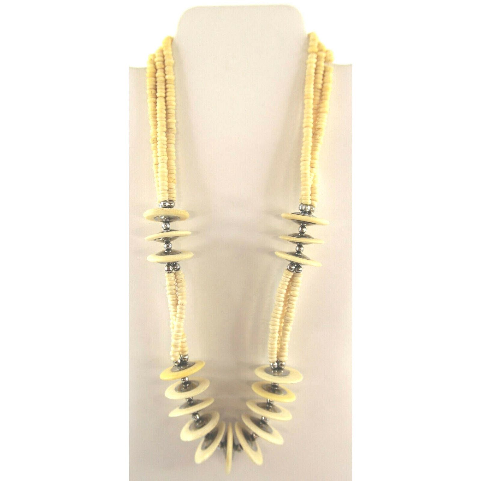 Other Chunky Beige Small and Disc Shaped Bone Bead Necklace Size ONE SIZE - 2 Thumbnail
