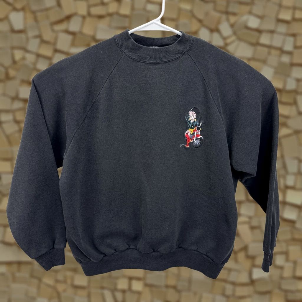 Vintage VINTAGE Betty Boop Motorcycle Biker Embroidered Graphic Crewneck Sweatshirt XL Women Black 1990s Glam Rock Pullover Betty Boop Girls Womens Size XL / US 12-14 / IT 48-50 - 1 Thumbnail