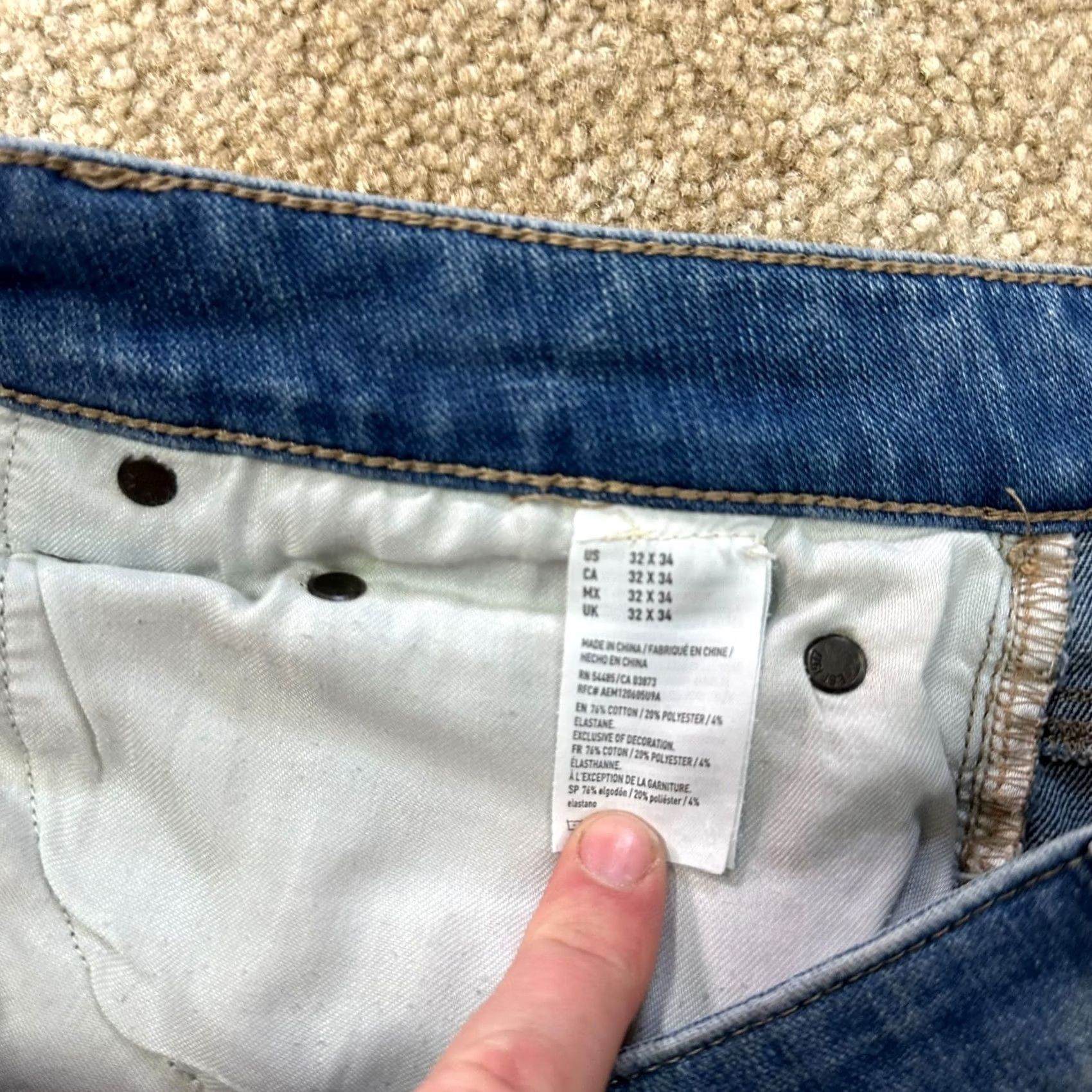 American Eagle Outfitters American Eagle Outfitters Slim Jeans Men's 32x34 Blue Denim Distressed Modern 5-Pocket Belt Loops Cotton Blend Slim Straight Classic Casual Jeans Size US 32 / EU 48 - 5 Thumbnail