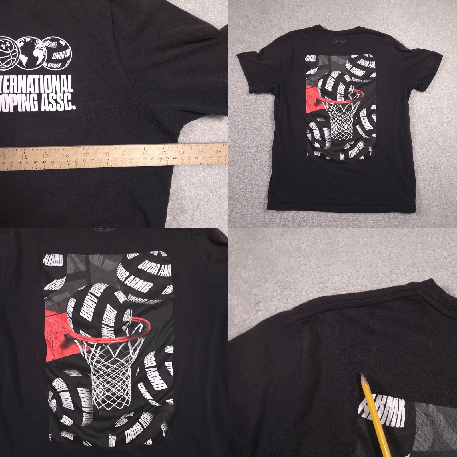 Under Armour Under Armour Shirt Mens XL Black International Hooping Assc Basketball Graphic T-Shirt Short Sleeve Crew Neck Sports Graphic Print Mens XL Black Size US XL / EU 56 / 4 - 9 Thumbnail