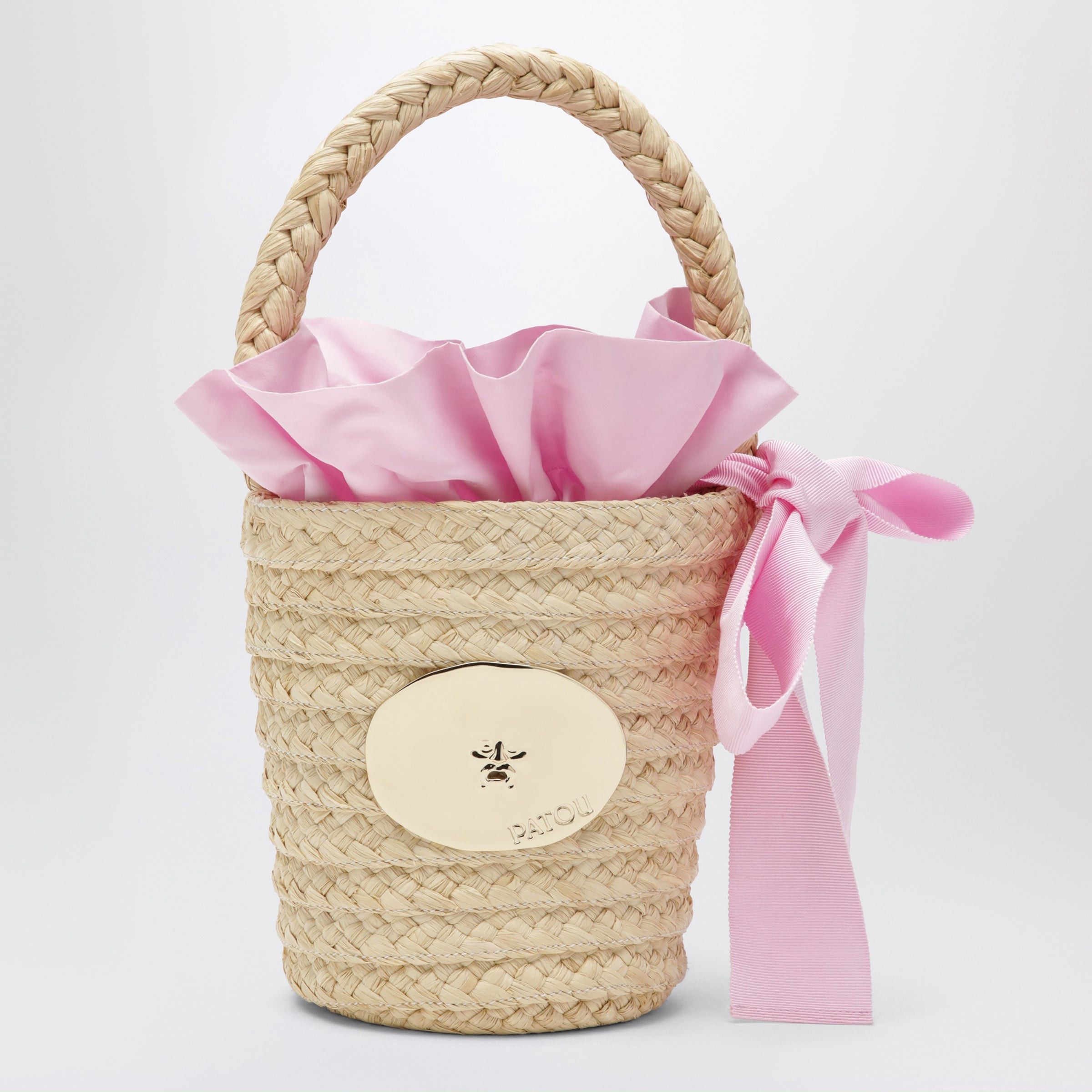 Patou Patou Vanilla Straw Bucket With Logo Size ONE SIZE - 1 Thumbnail