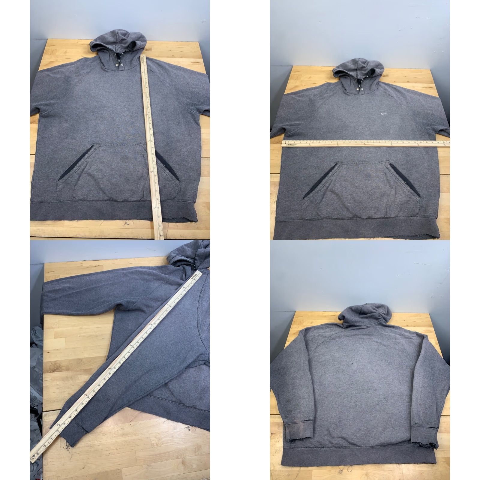 Nike VINTAGE Nike Hoodie Mens XL Gray Distressed Thrashed Faded Y2K 12101 Size US XL / EU 56 / 4 - 8 Thumbnail
