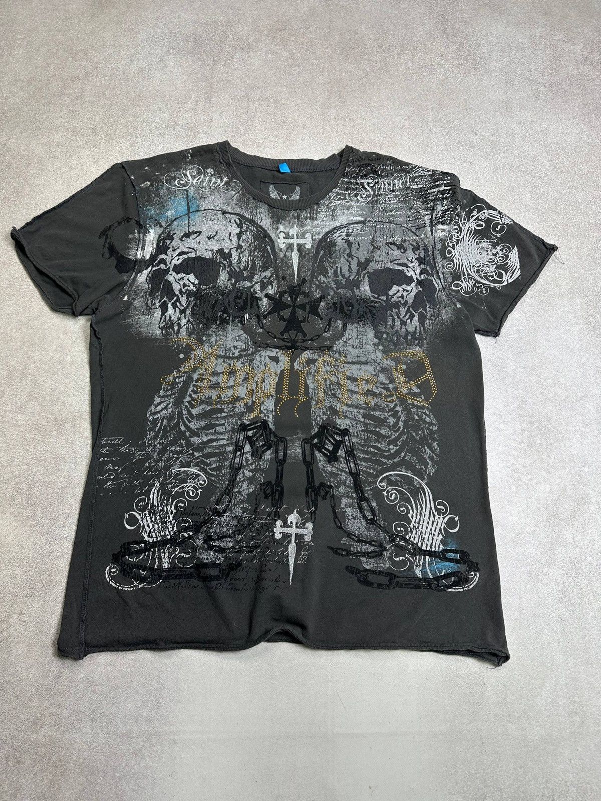 Affliction Vintage Amplified Affliction Y2K All Over Print T-shirt XXL Size US XXL / EU 58 / 5 - 2 Thumbnail