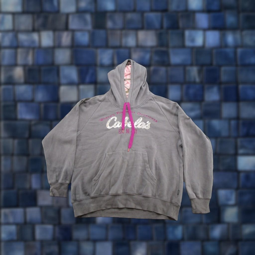 Vintage Cabela's Womens Hoodie Pullover Sweatshirt XL Pink Embroidered Gray Size XL / US 12-14 / IT 48-50 - 1 Thumbnail