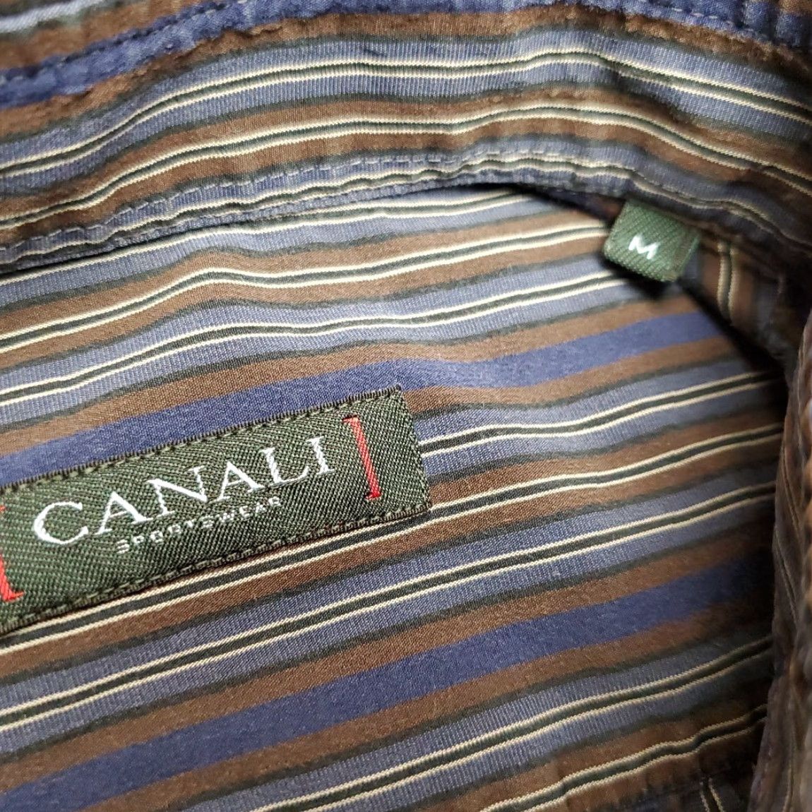 Canali VINTAGE Canali Shirt Mens M Brown Striped Long Sleeve Button Casual Made in Italy Size US M / EU 48-50 / 2 - 5 Thumbnail