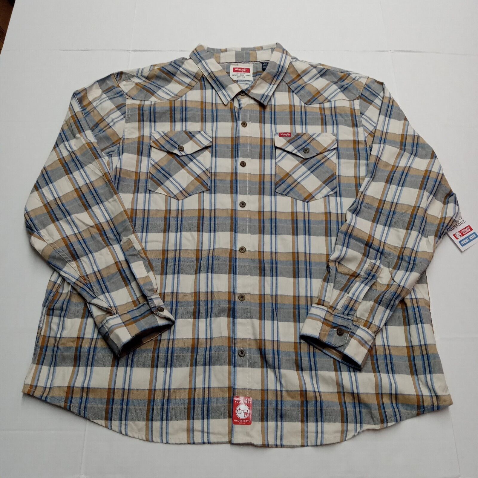 Wrangler Wrangler Slim Fit Shirt Men's 3XL Cowboy Wash Beige Plaid Size US XXL / EU 58 / 5 - 1 Thumbnail