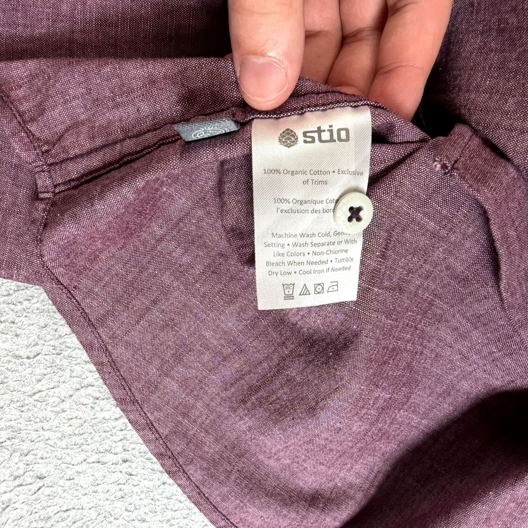 Logo 7 Stio Shirt Mens Large Red Chambray Snap Front Organic Cotton Outdoor Hike Logo Size US L / EU 52-54 / 3 - 4 Thumbnail