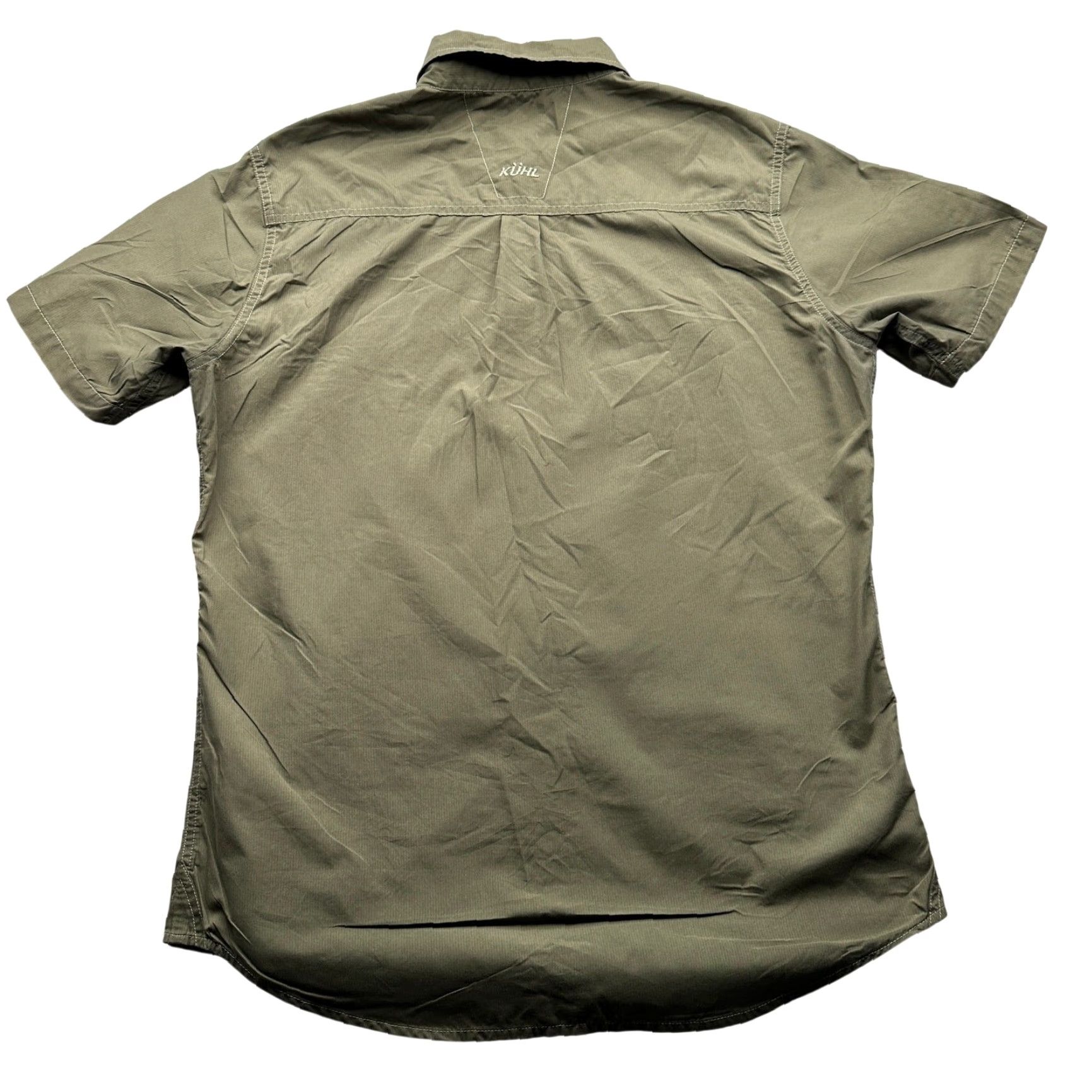 Olive Kuhl Short Sleeve Button Up Eluxur Hiking Shirt Olive Green Striped Mens Medium Size US M / EU 48-50 / 2 - 2 Thumbnail
