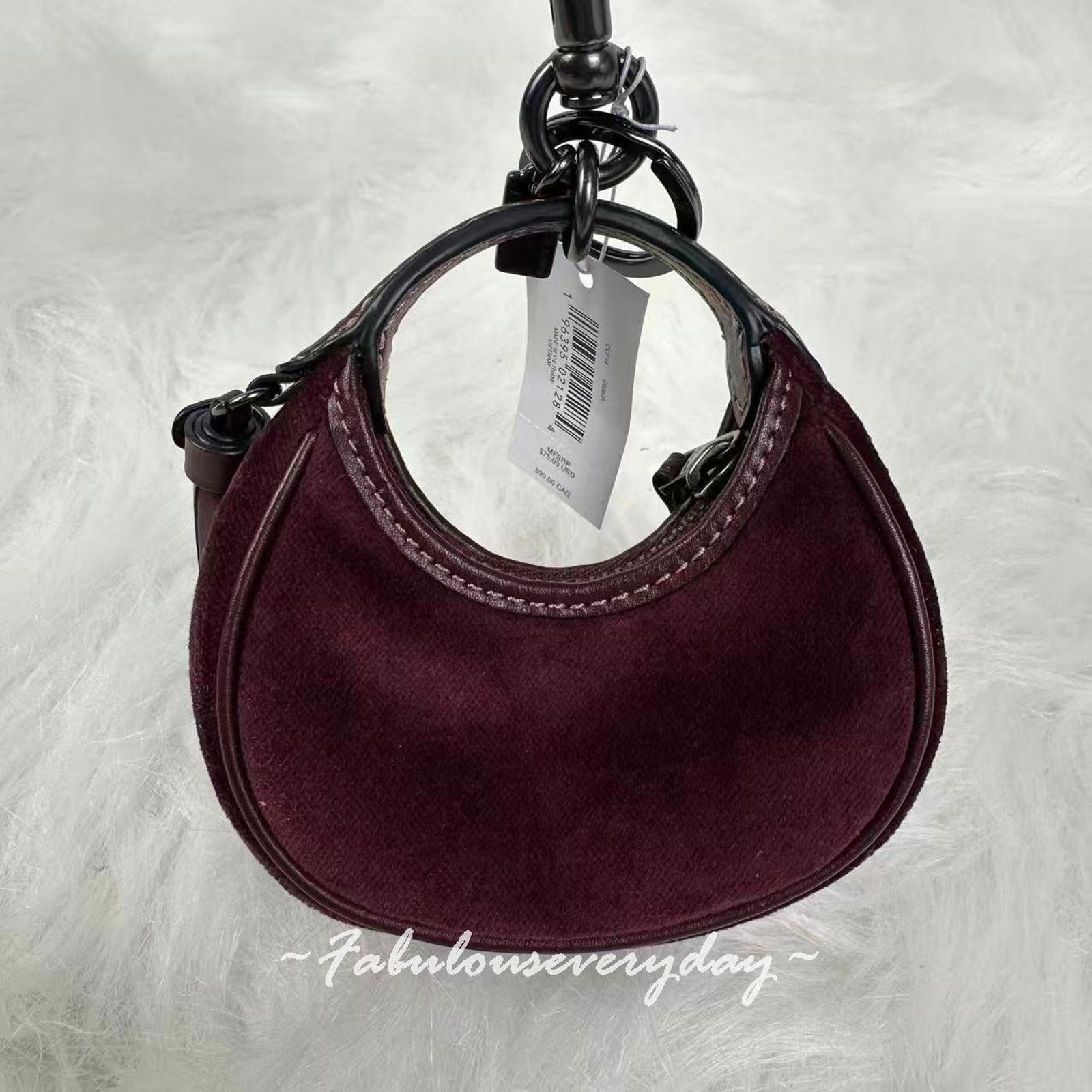 Coach Coach Mini Carmen Charm Keychain Velvet Gunmetal Burgundy Size ONE SIZE - 4 Thumbnail