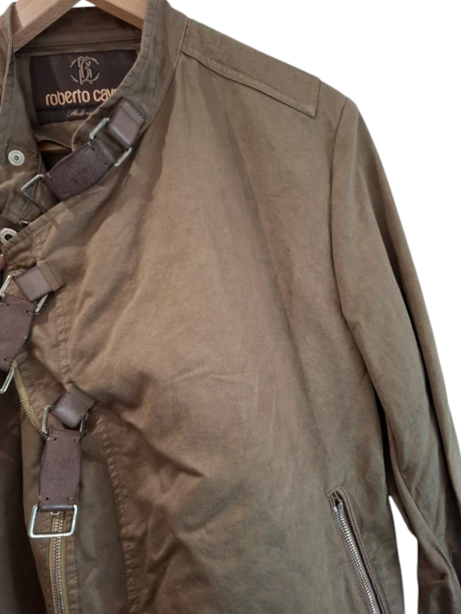 Roberto Cavalli Roberto Cavalli Brown Canvas Jacket – Buckle Detail Size US M / EU 48-50 / 2 - 2 Thumbnail