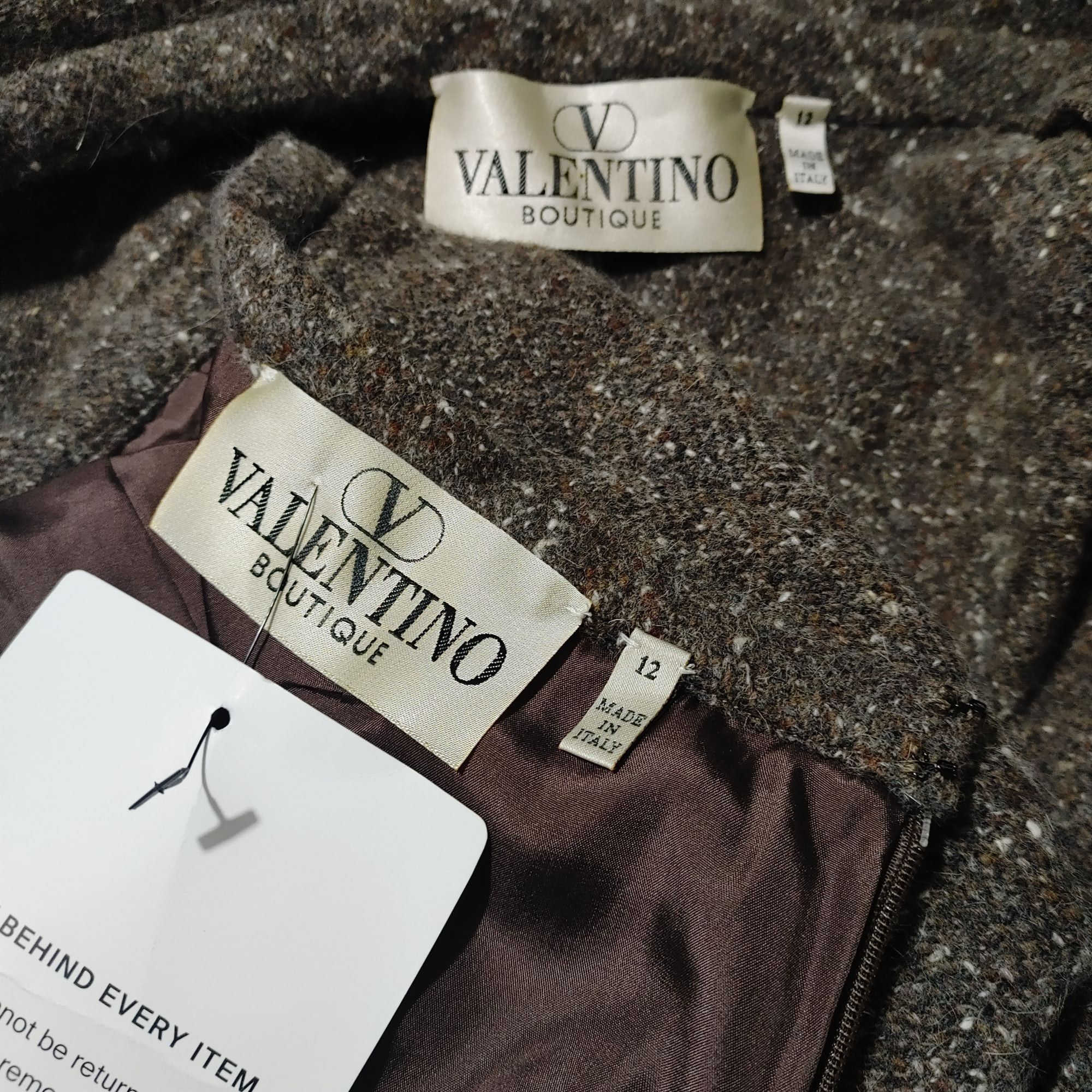 Other Valentino Skirt Suit Set Sz 12 Wool Angora Blend Brown Tweed Size XL / US 12-14 / IT 48-50 - 6 Thumbnail