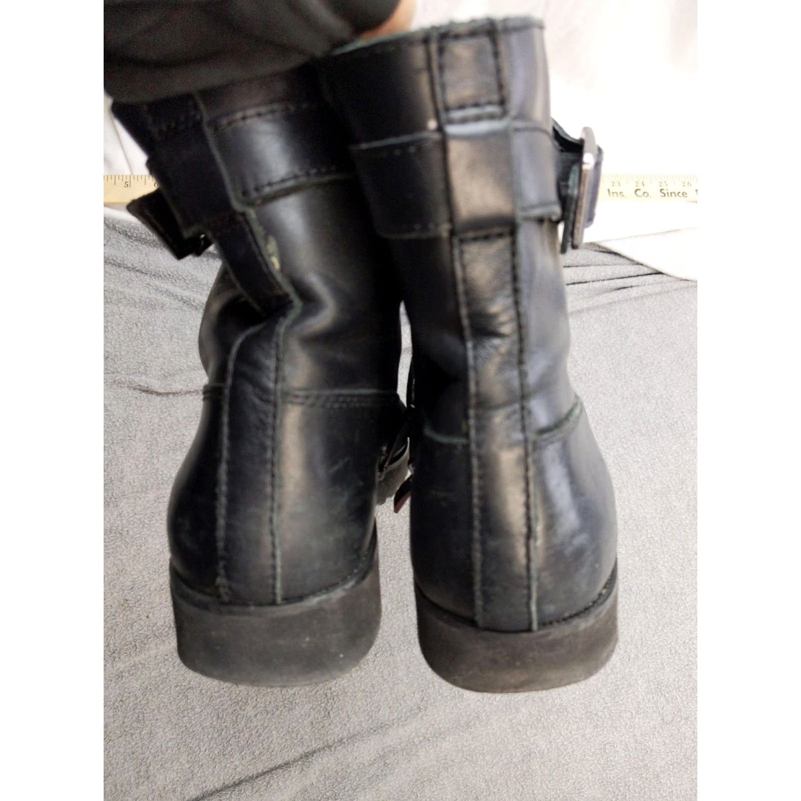 Franco Sarto Franco Sarto Boots Womens 8 Black Leather Ankle Combat Zip Buckle Booties Size US 8 / IT 38 - 5 Thumbnail