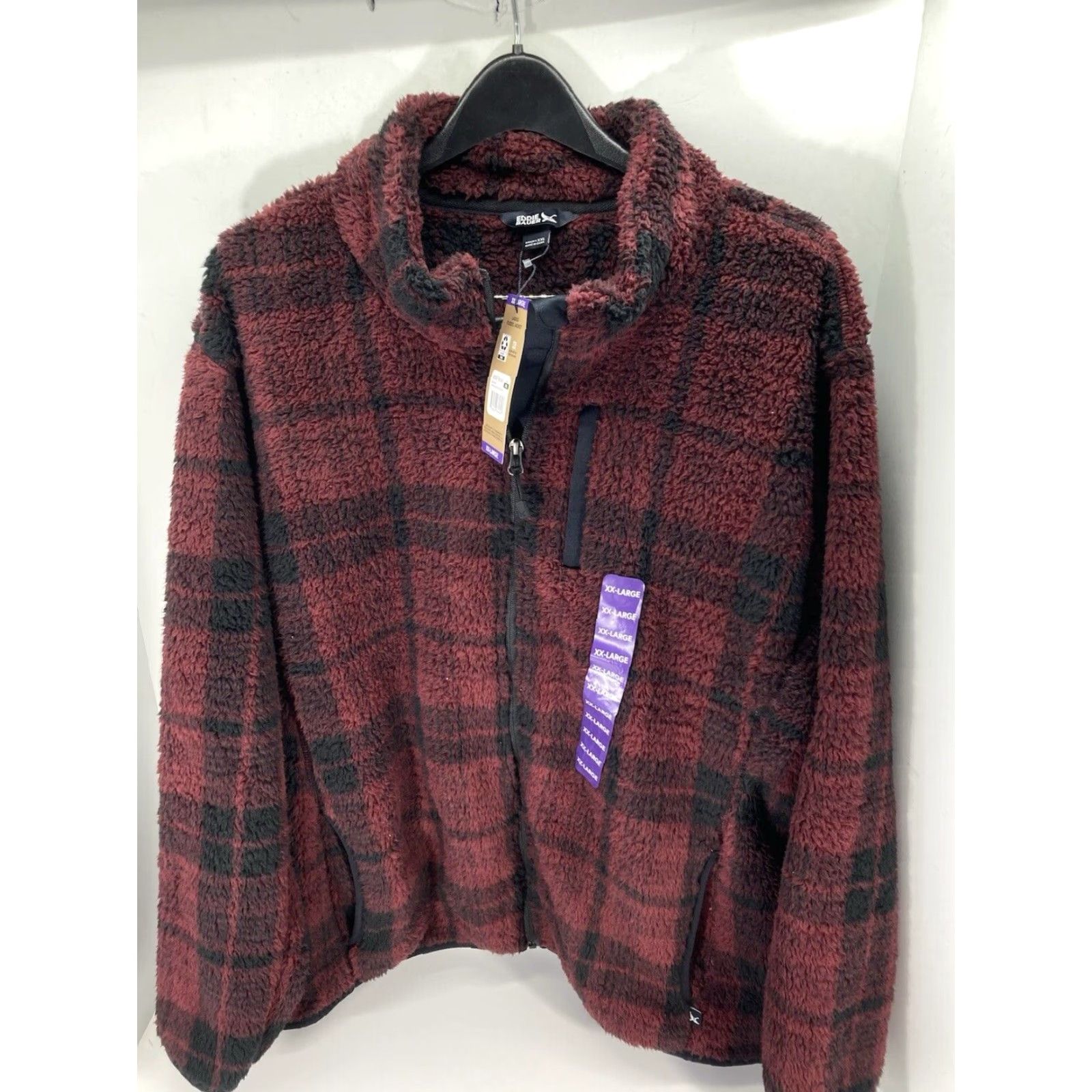 Eddie Bauer Eddie Bauer Sherpa Fleece Jacket Women 2XL Red Plaid Full Zip Mock Neck NWT Size XXL / US 16-18 / IT 52-54 - 2 Thumbnail