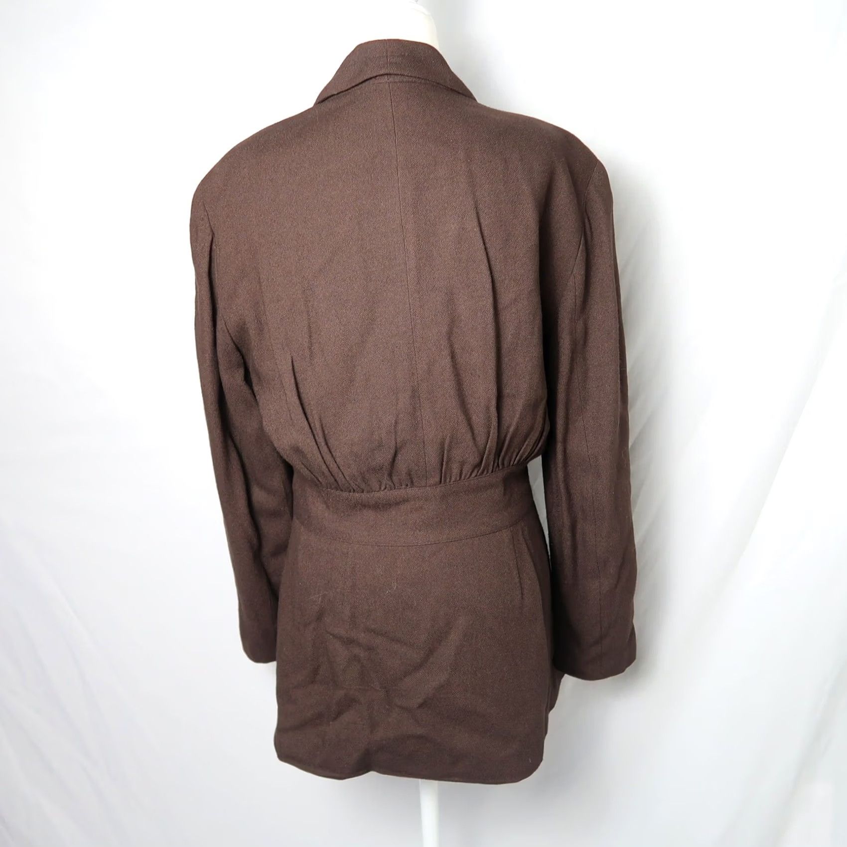 Express VINTAGE Express blazer jacket 90s chocolate brown tie front 8 Mens Women please refer to sizing, Regular, Rayon, Brown Size M / US 6-8 / IT 42-44 - 3 Thumbnail