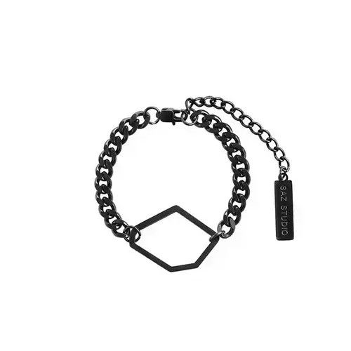 Jewelry Black Irregular Cutout Men's Bracelet Size ONE SIZE - 2 Thumbnail