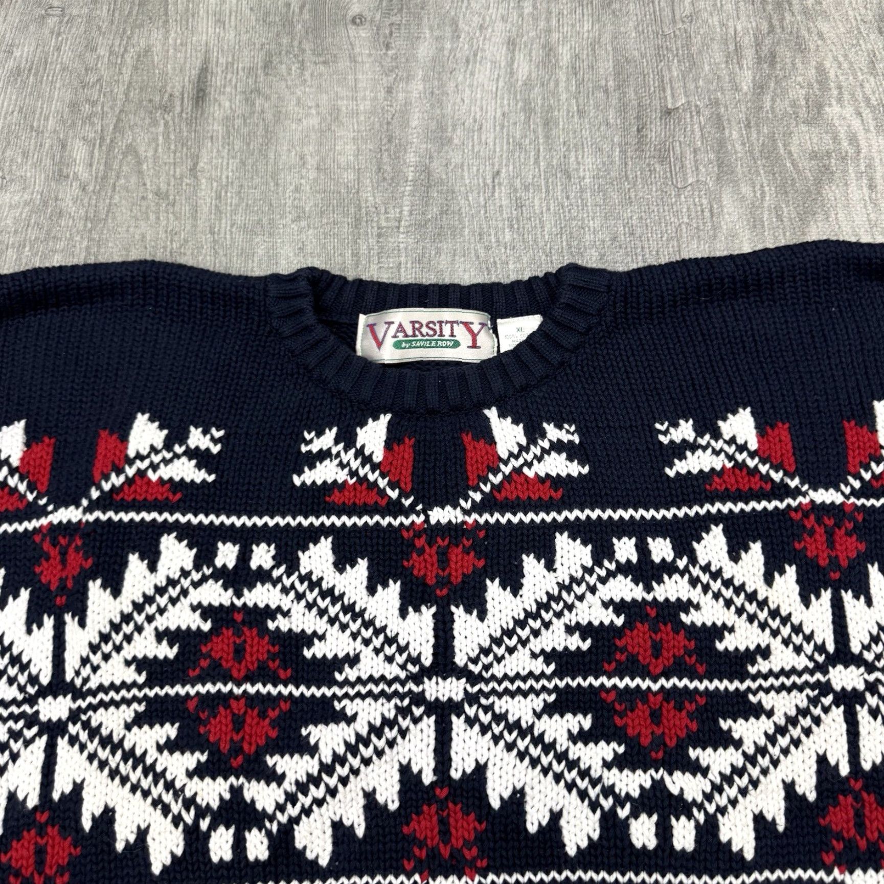Vintage VINTAGE Savile Row Sweater Mens XL Cotton Fair Isle Knit Heavyweight 80s Blue Pullover Holiday Size US XL / EU 56 / 4 - 2 Thumbnail