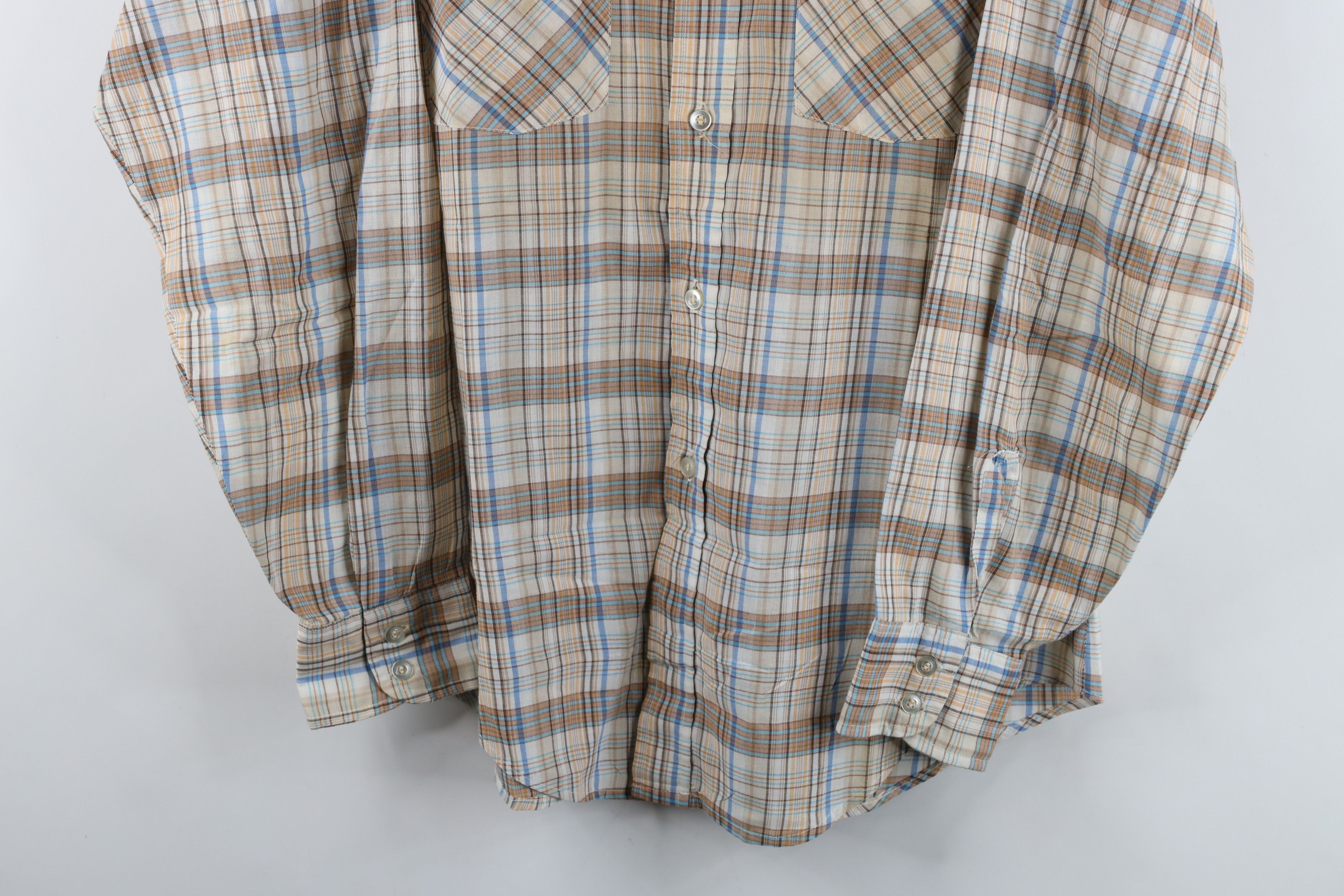 Levi's Vintage 70s Levis Western Cowboy Button Shirt Plaid USA Size US L / EU 52-54 / 3 - 3 Thumbnail