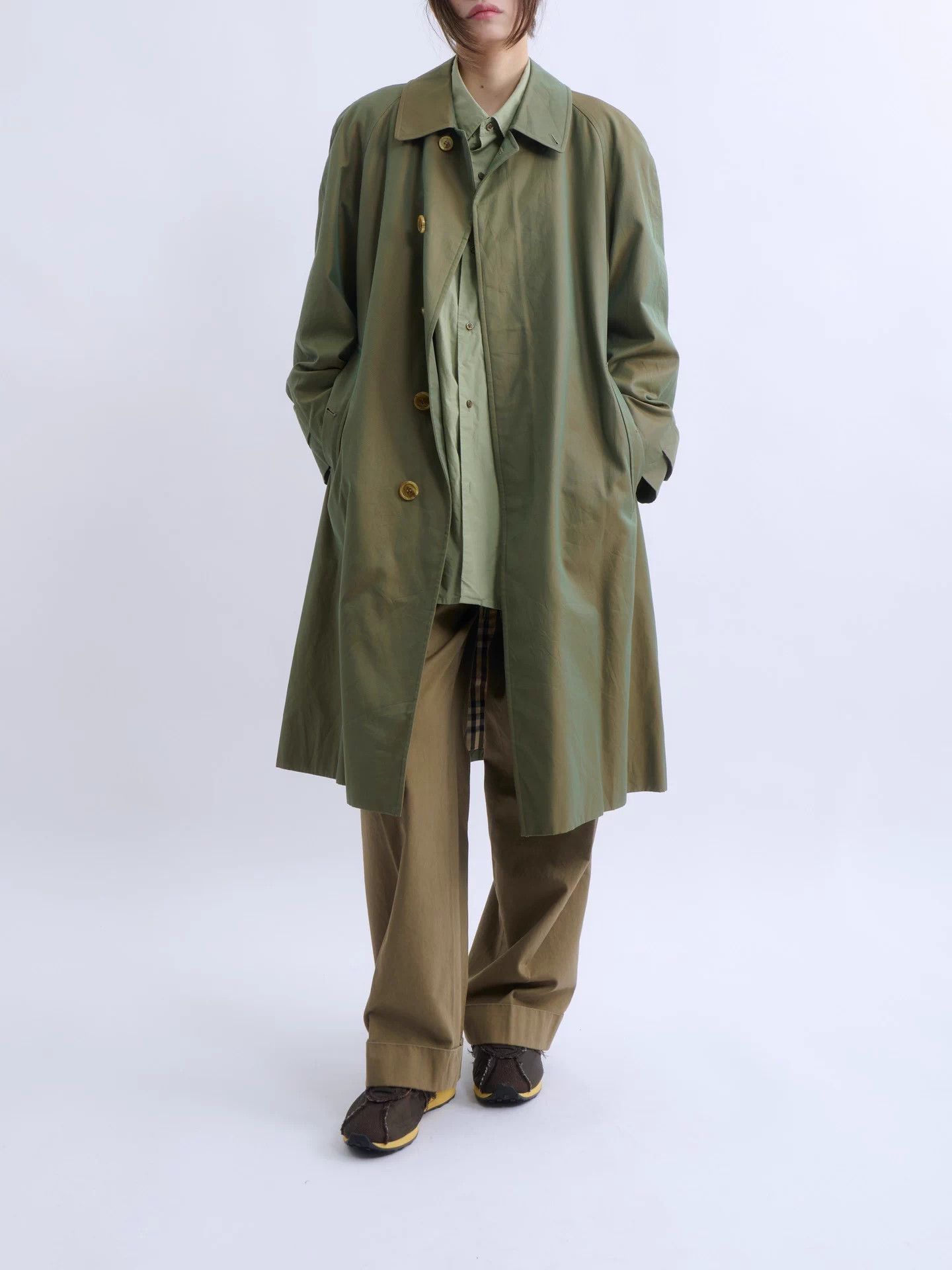 Burberry Burberrys 90s Classic Jade Green Trench Coat Size L / US 10 / IT 46 - 1 Thumbnail