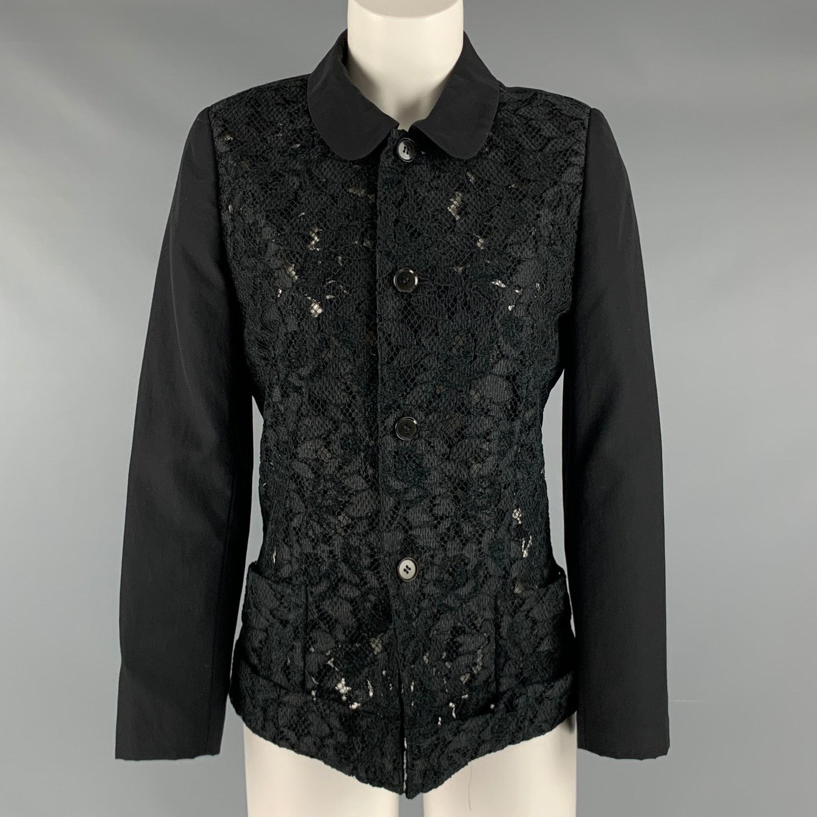 Comme des Garcons COMME des GARCONS Size S Black Wool Lace Jacket Size S / US 4 / IT 40 - 1 Thumbnail